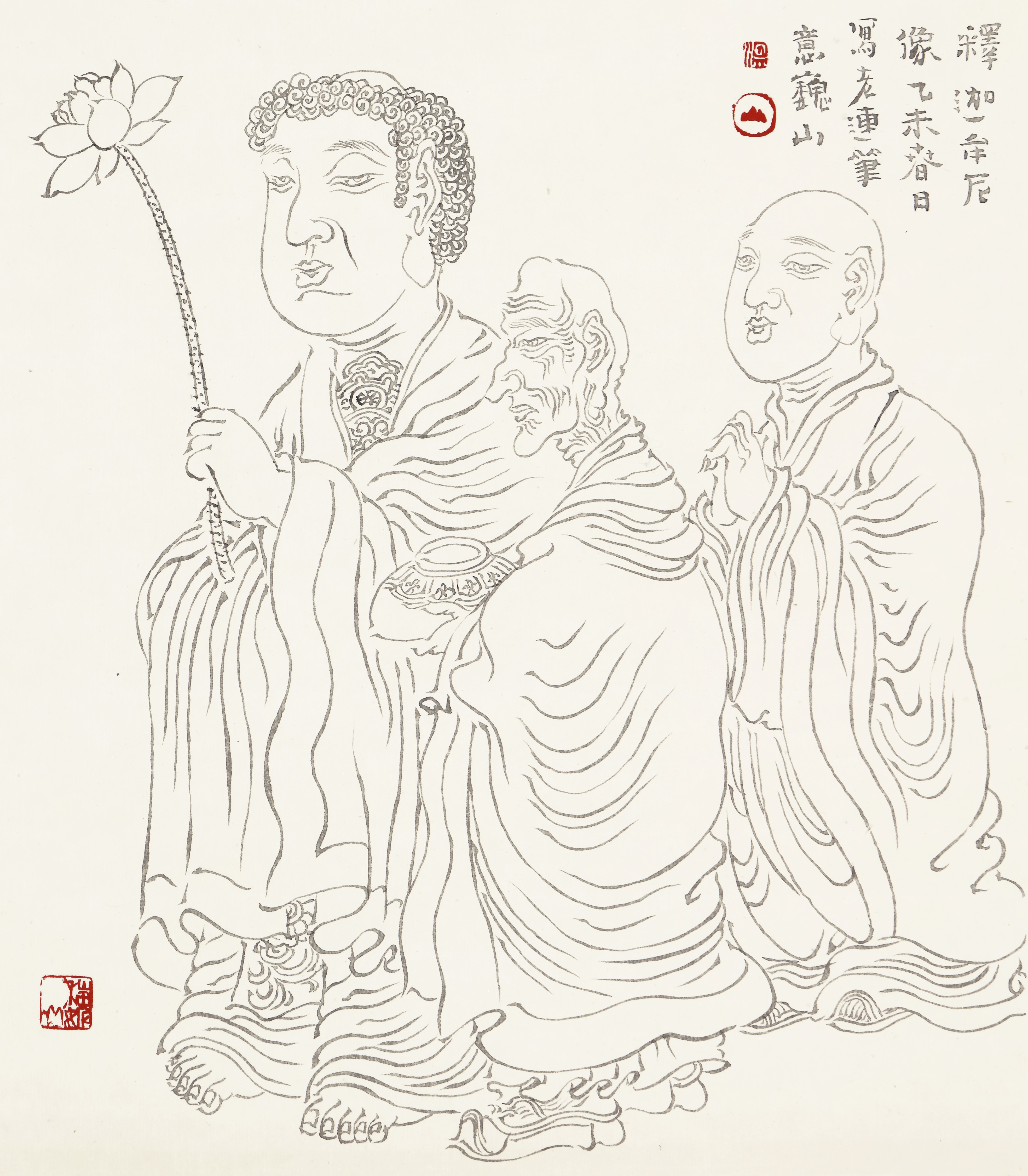 《释加牟尼像》(变体画)纸本线描 2015 温巍山