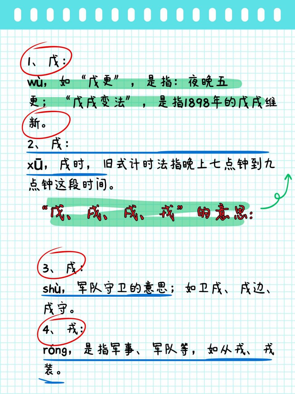 戊戌戍戎:口诀助你快速记忆  98 记忆口诀 99 横戌(xū)点戍(shù