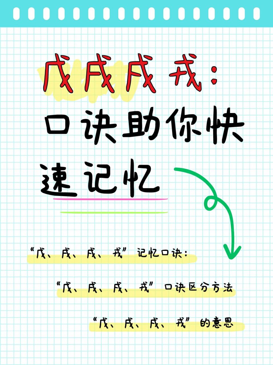戊戌戍戎:口诀助你快速记忆  98 记忆口诀 99 横戌(xū)点戍(shù