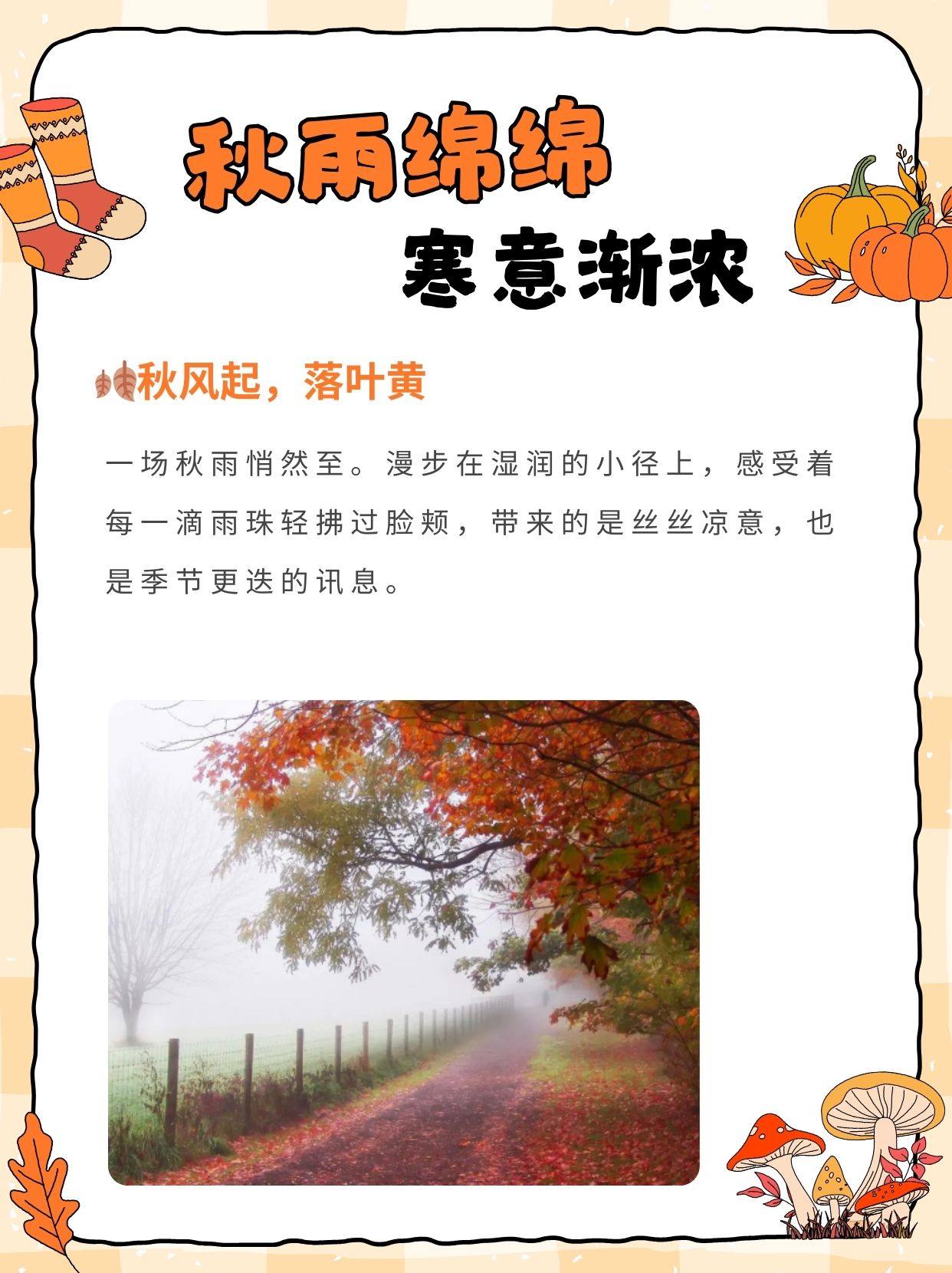 一场秋雨一场寒发朋友圈的句子