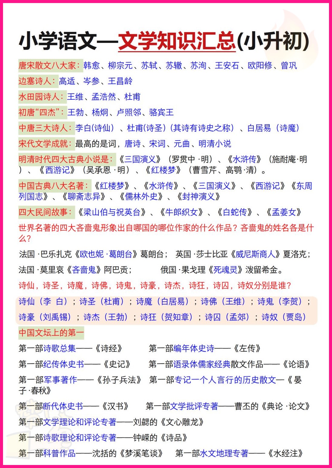 关于小升初语文衔接知识点总结!一目了然的信息 关于小升初语文衔接知识点总结!一目了然的信息