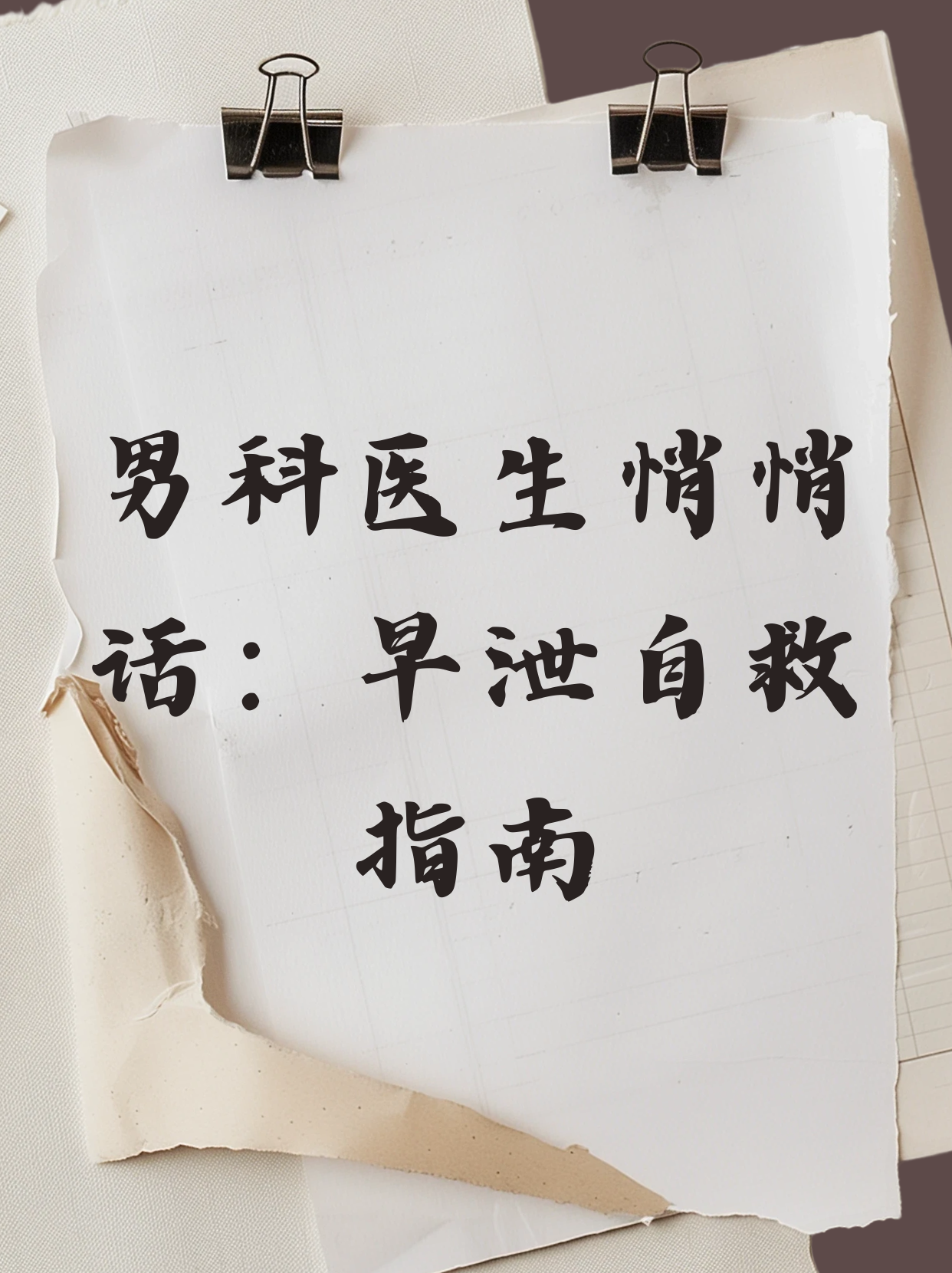来个定心丸:80%的早泄其实都能找到解决方案关键要科学应对别乱试偏方