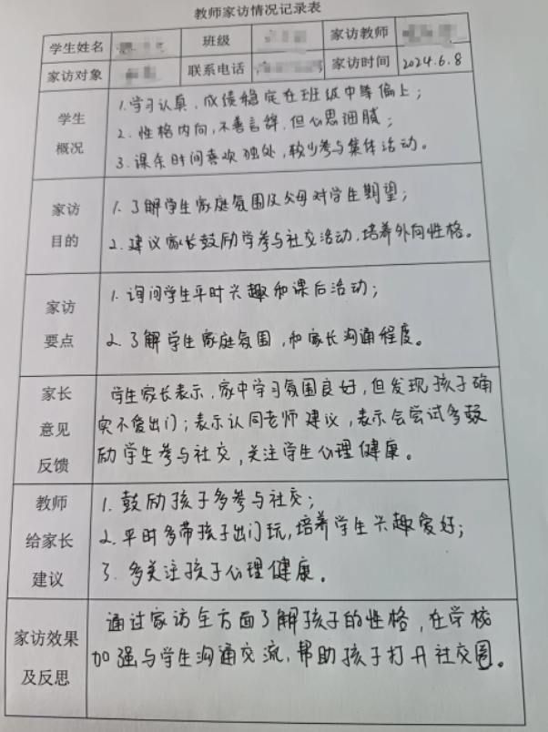 家访学生在家学生 生活情况怎么写