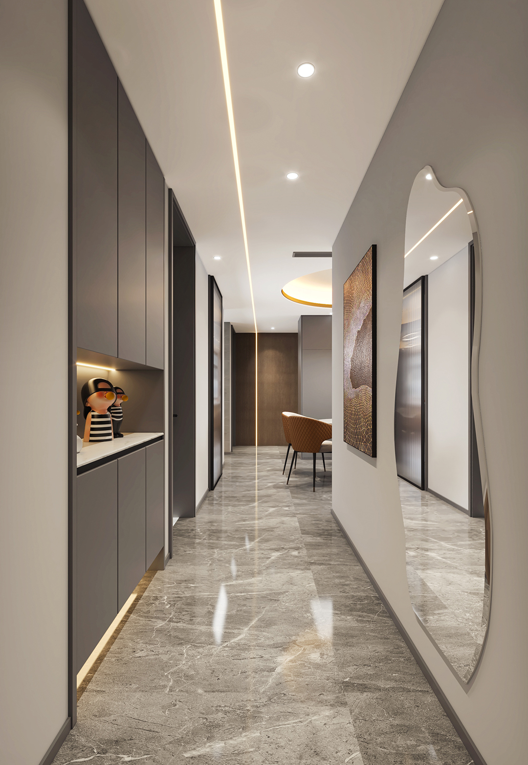 玄关 过道式的空间,利用非承重结构定制嵌入式储物柜