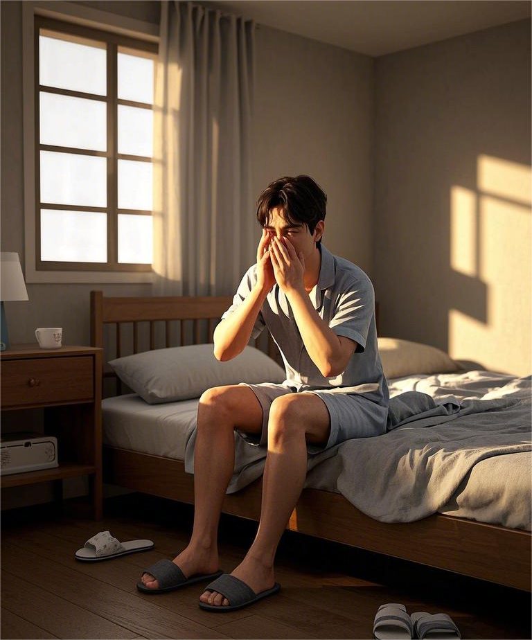 在床上,揉揉眼睛 ,發琭屋子空蕩蕩 琭在自己一個人 :求帅哥睡觉的样子