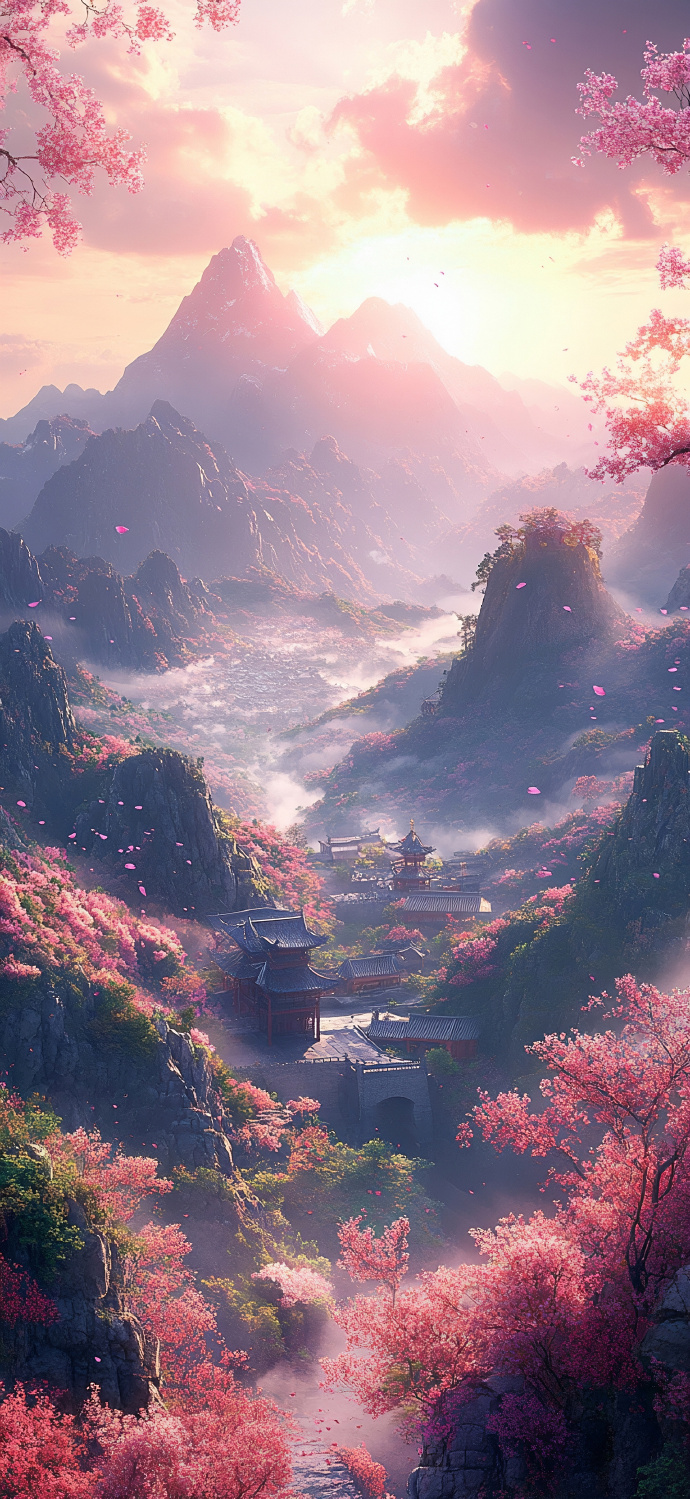 国风国漫山水场景插画壁纸