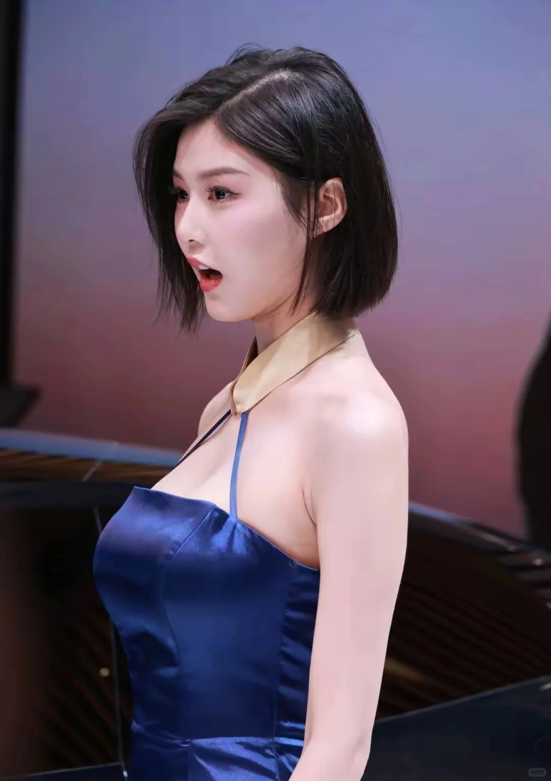 车模程儿凭借其无可挑剔的外貌与气质,成为了车展上的一大亮点