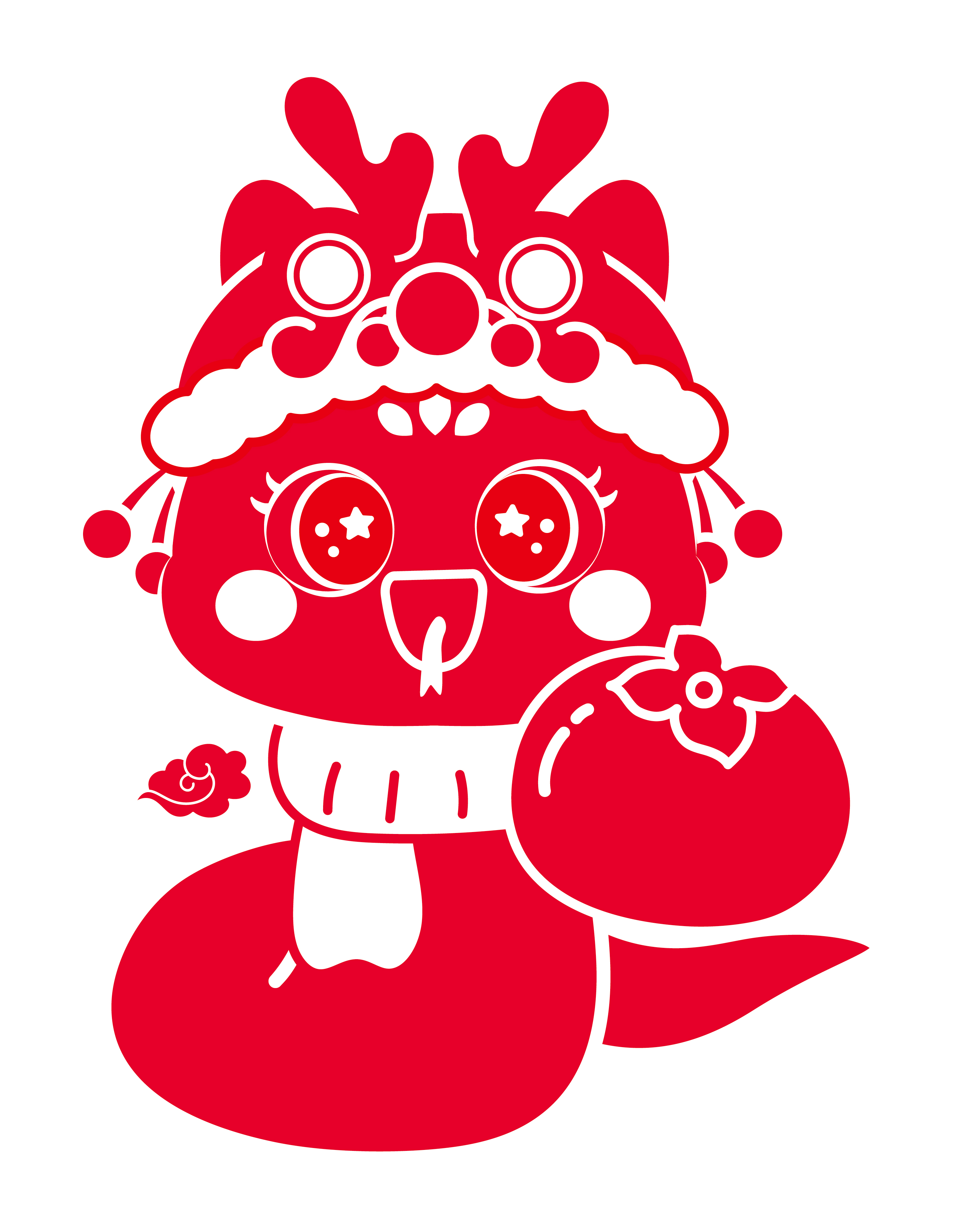 蛇宝宝卡通插画线稿