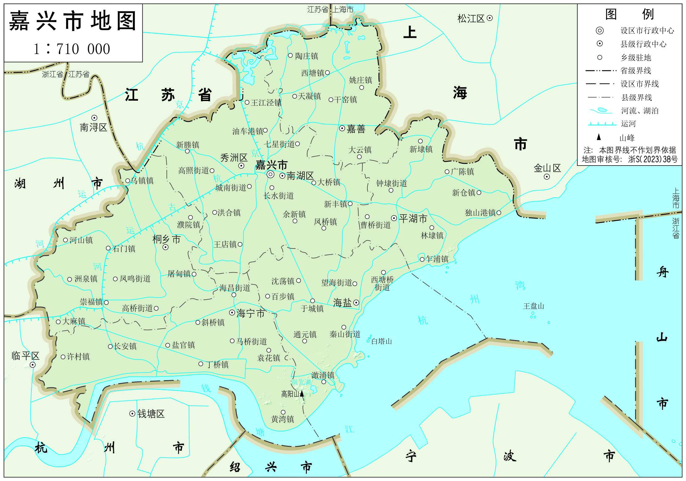 浙江省嘉兴市地形图