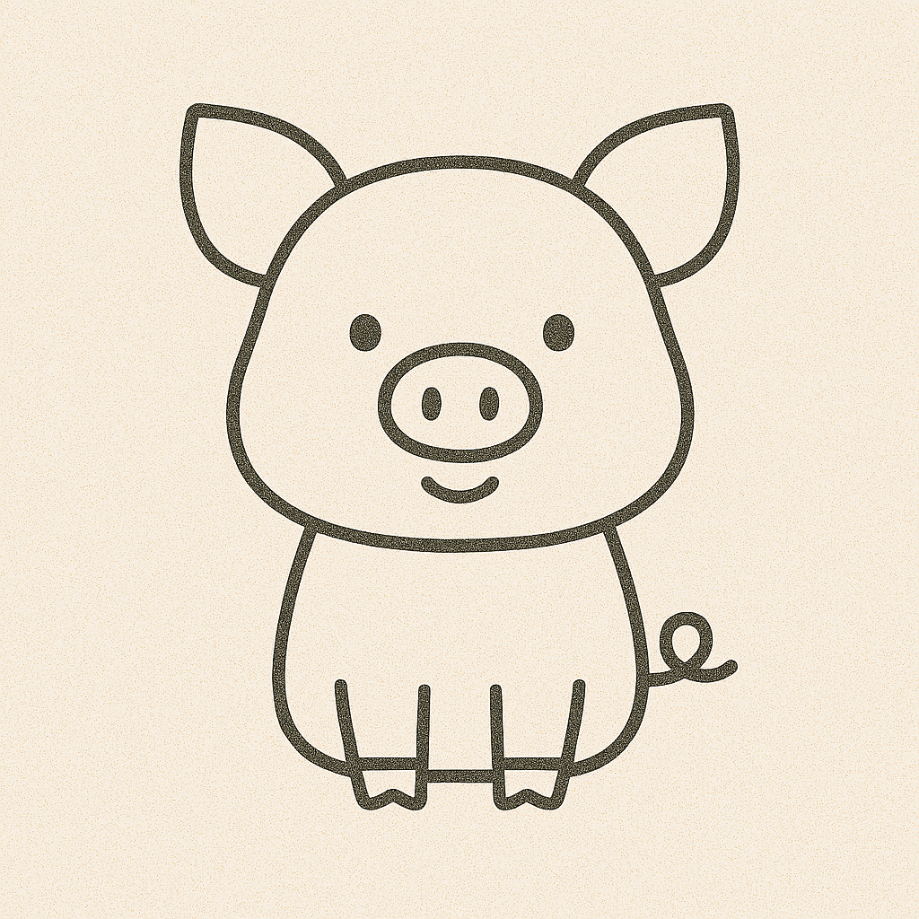 呆萌点鼻子图片简笔画小猪画图