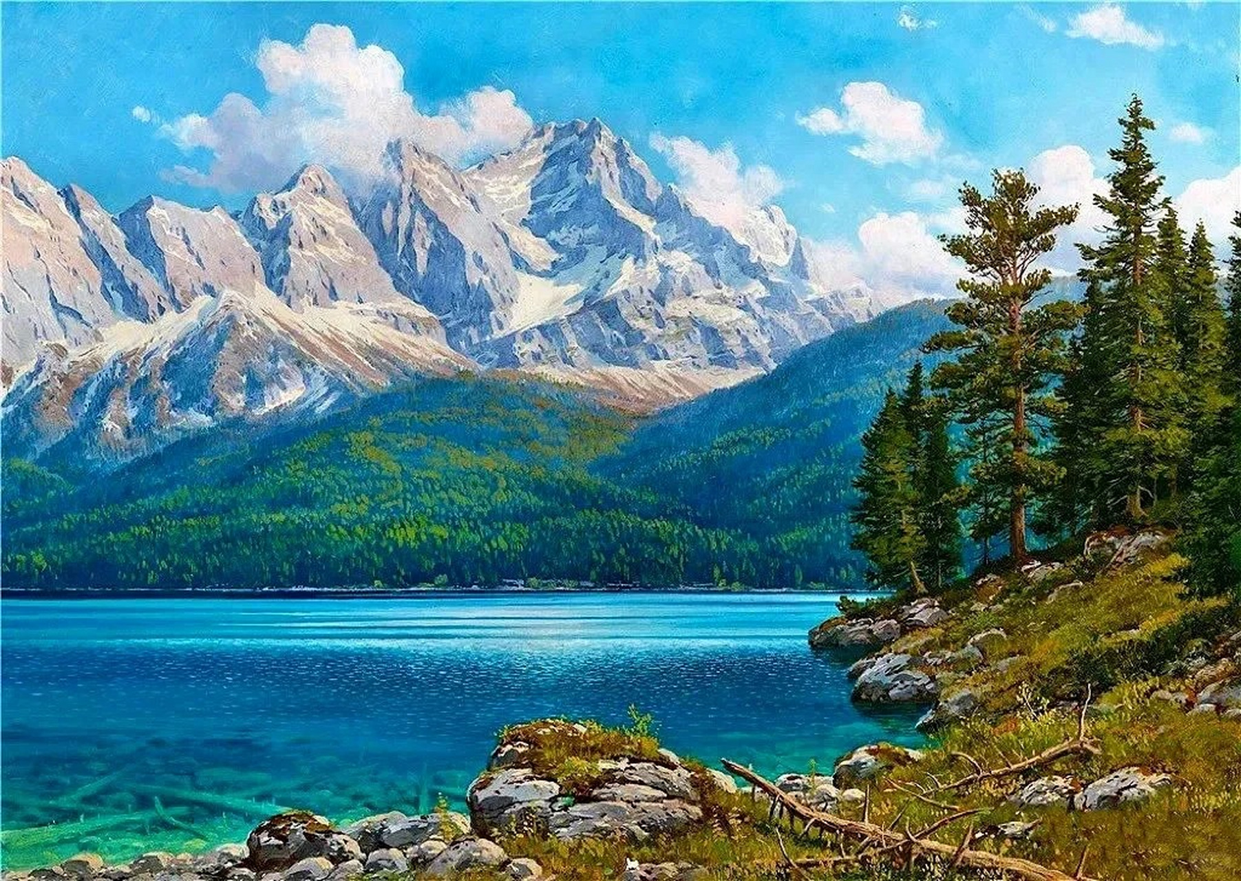 德国艺术家鲁道夫·雷施雷特尔笔下壮阔的水粉风景画.