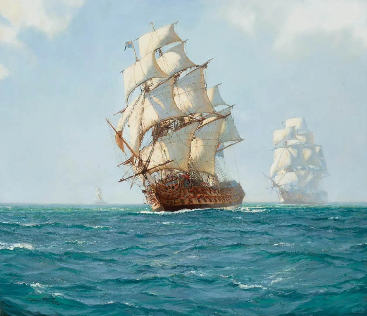 海边 轮船 工人世界公认十大名画帆船大海与帆船图片油画船关于大海的