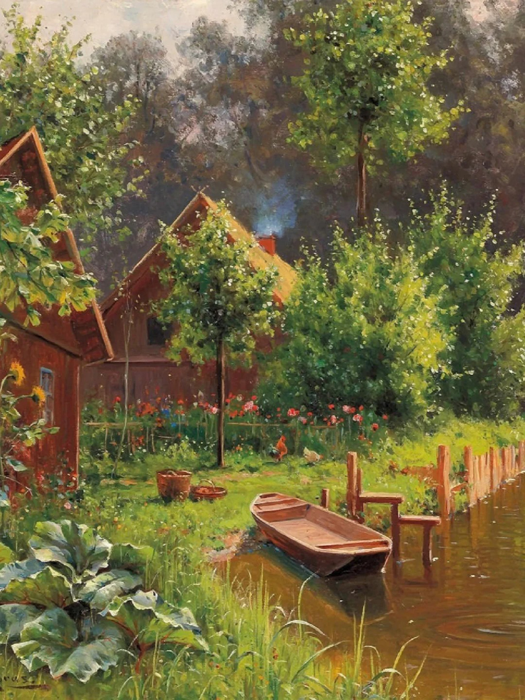 的对比绘画作品五年级田园老油画乡村风景画写实油画风景风景油画精品