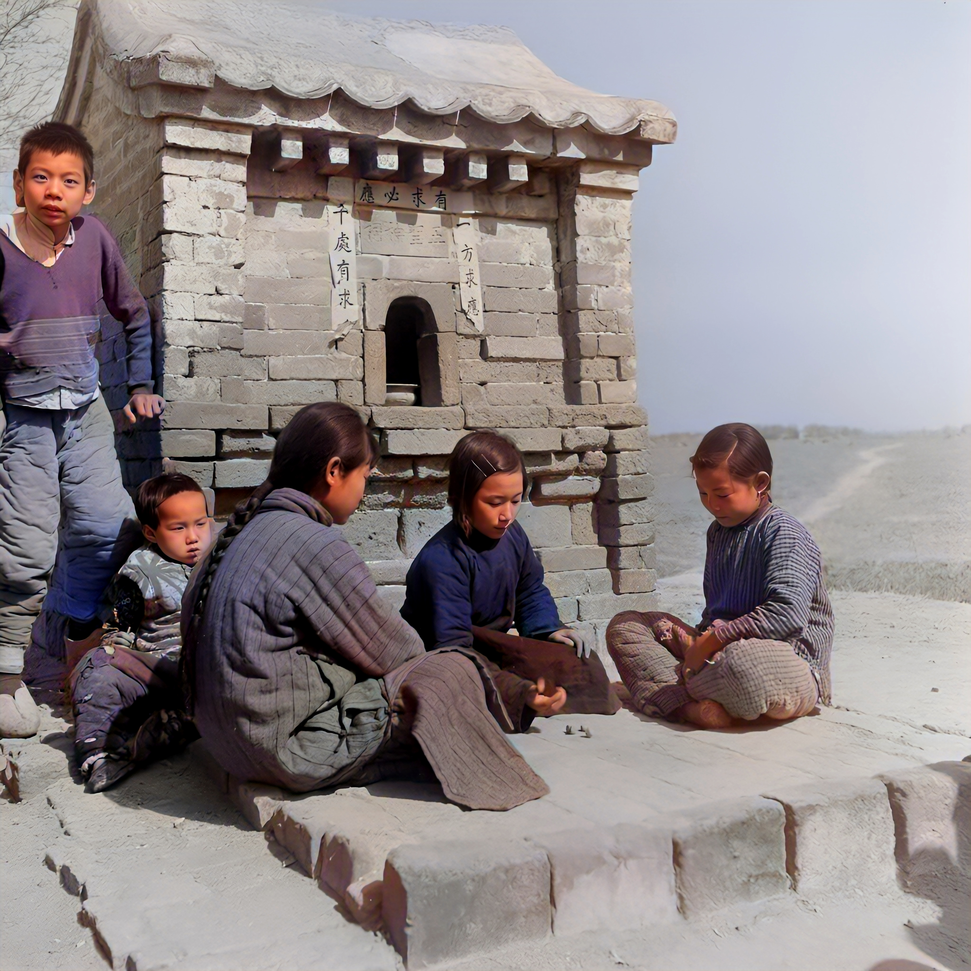 30年代,一名外国摄影师,正在河南农村采风