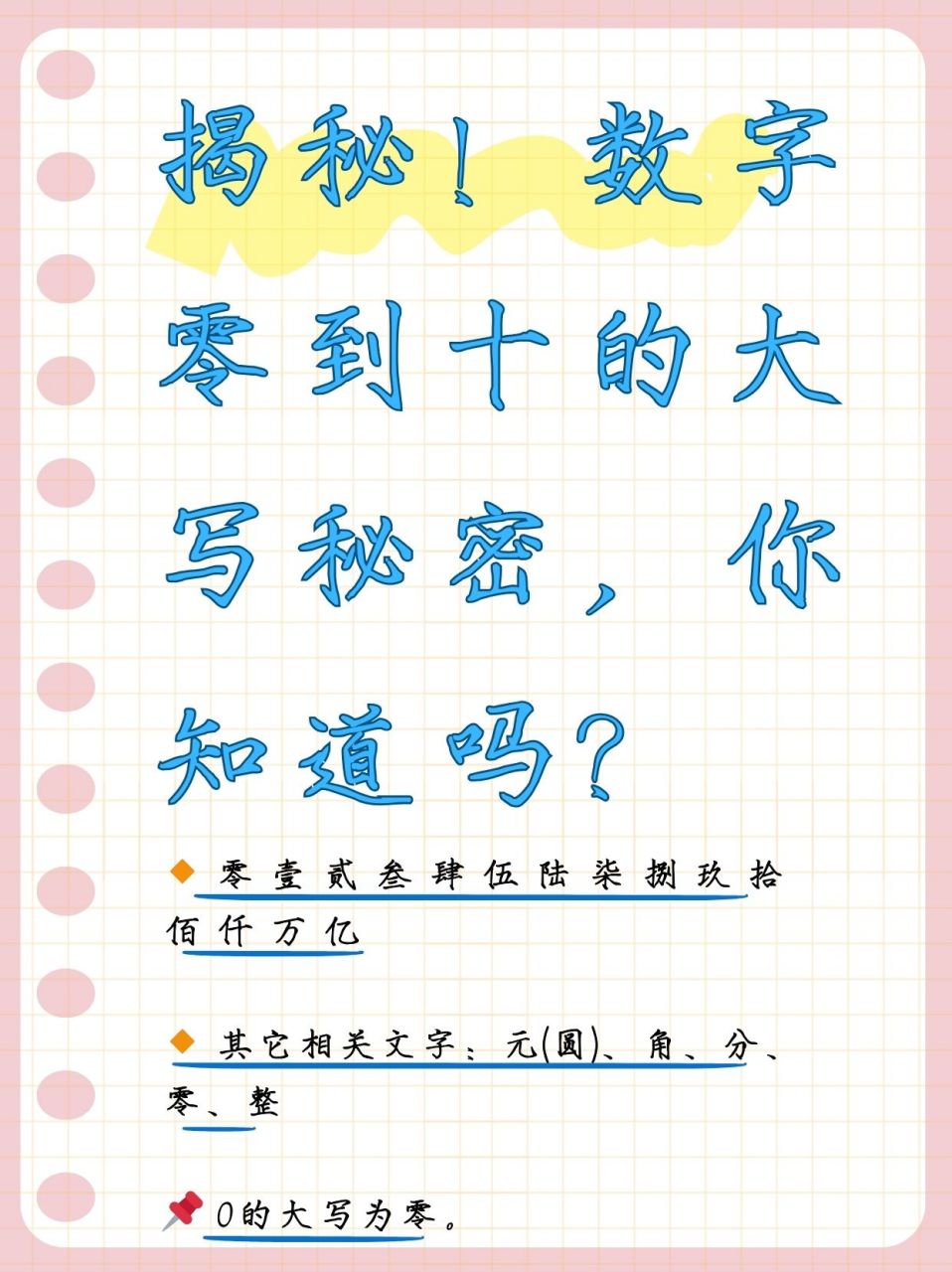 数字零到十的大写秘密,你知道吗?