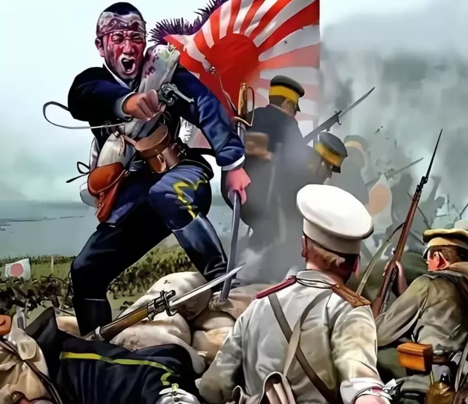 这幅日本宣传画描述的是1904年2月6日─1905年9月5日俄国与日本在中国