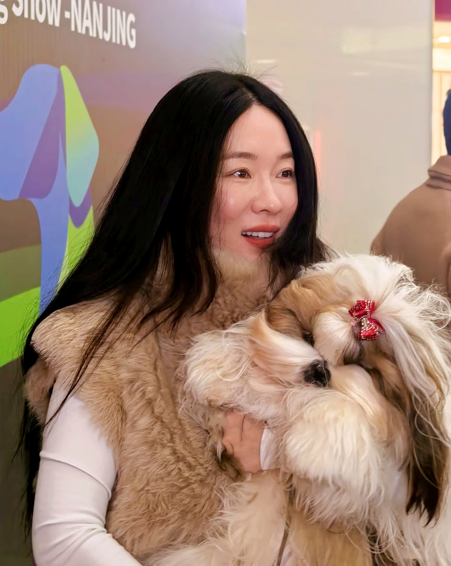 最近有人在南京的宠物展上碰到了霍思燕和杜江他们家的西施犬真漂亮