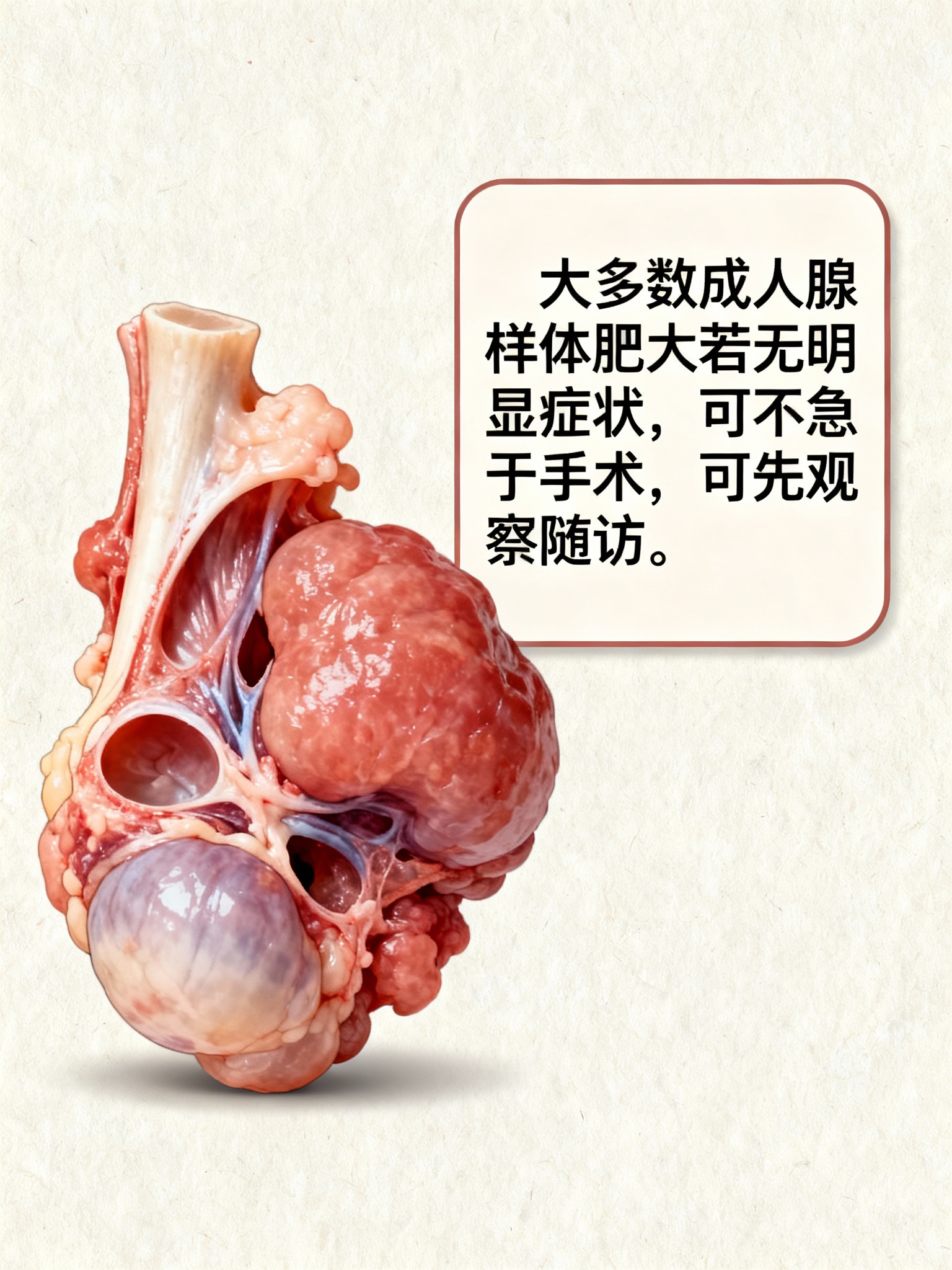 大多数成人腺样体肥大若无明显症状可不急于手术可先观察随访