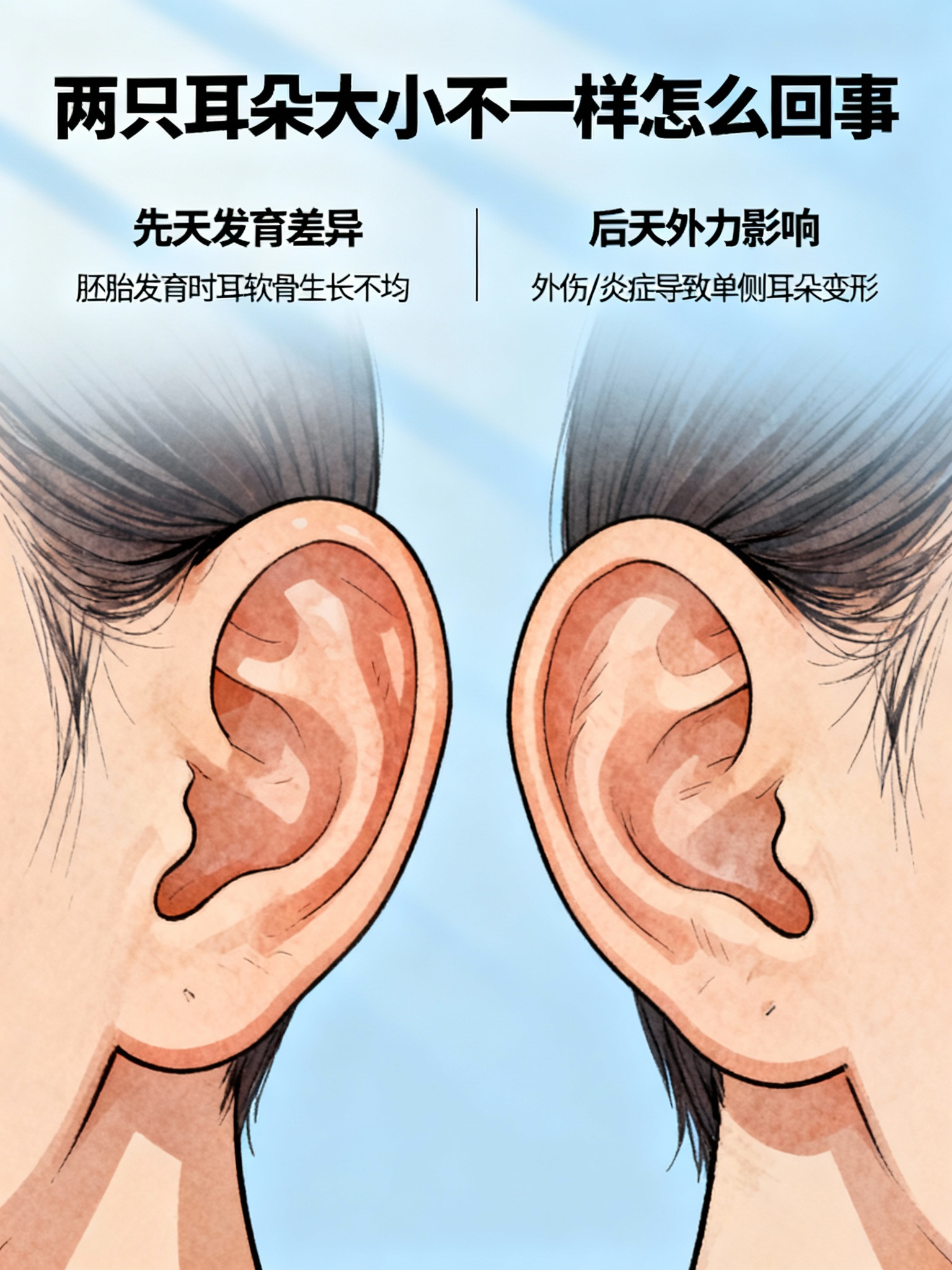 两只耳朵大小不一样怎么回事?这大多是耳廓畸形导致的