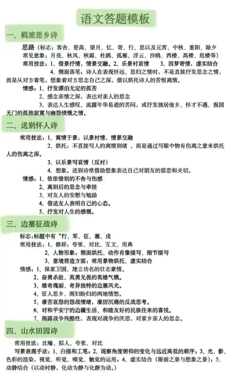 人教版高一语文现代文主观题答题术语大全的简单介绍