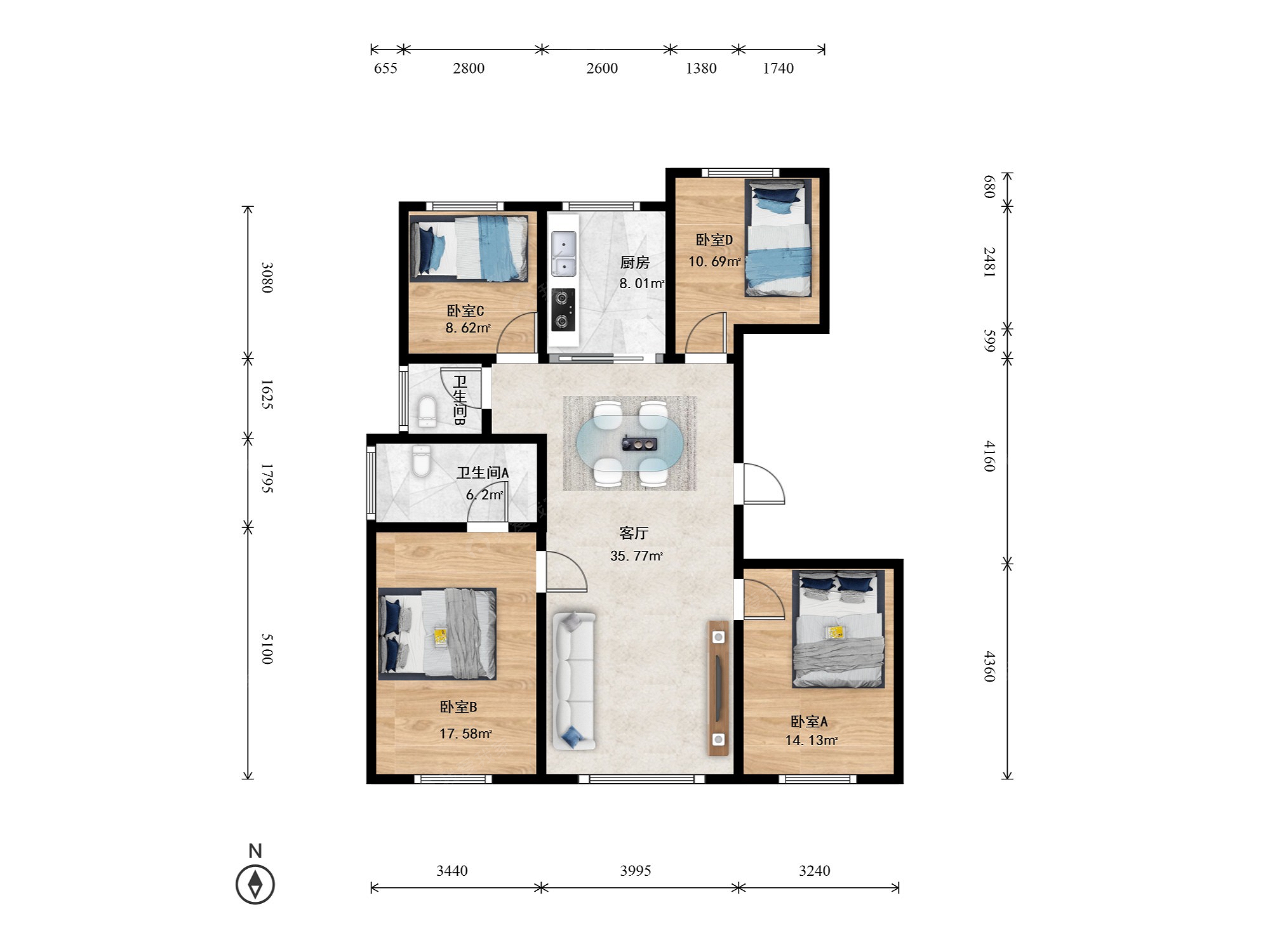 翡翠公园中间位置西边户,高楼层,两梯两户,无抵押,9