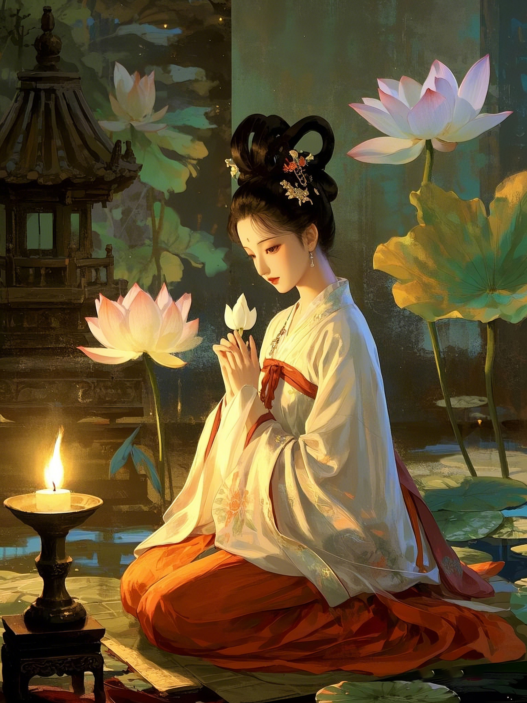 古风楼阁手绘图片