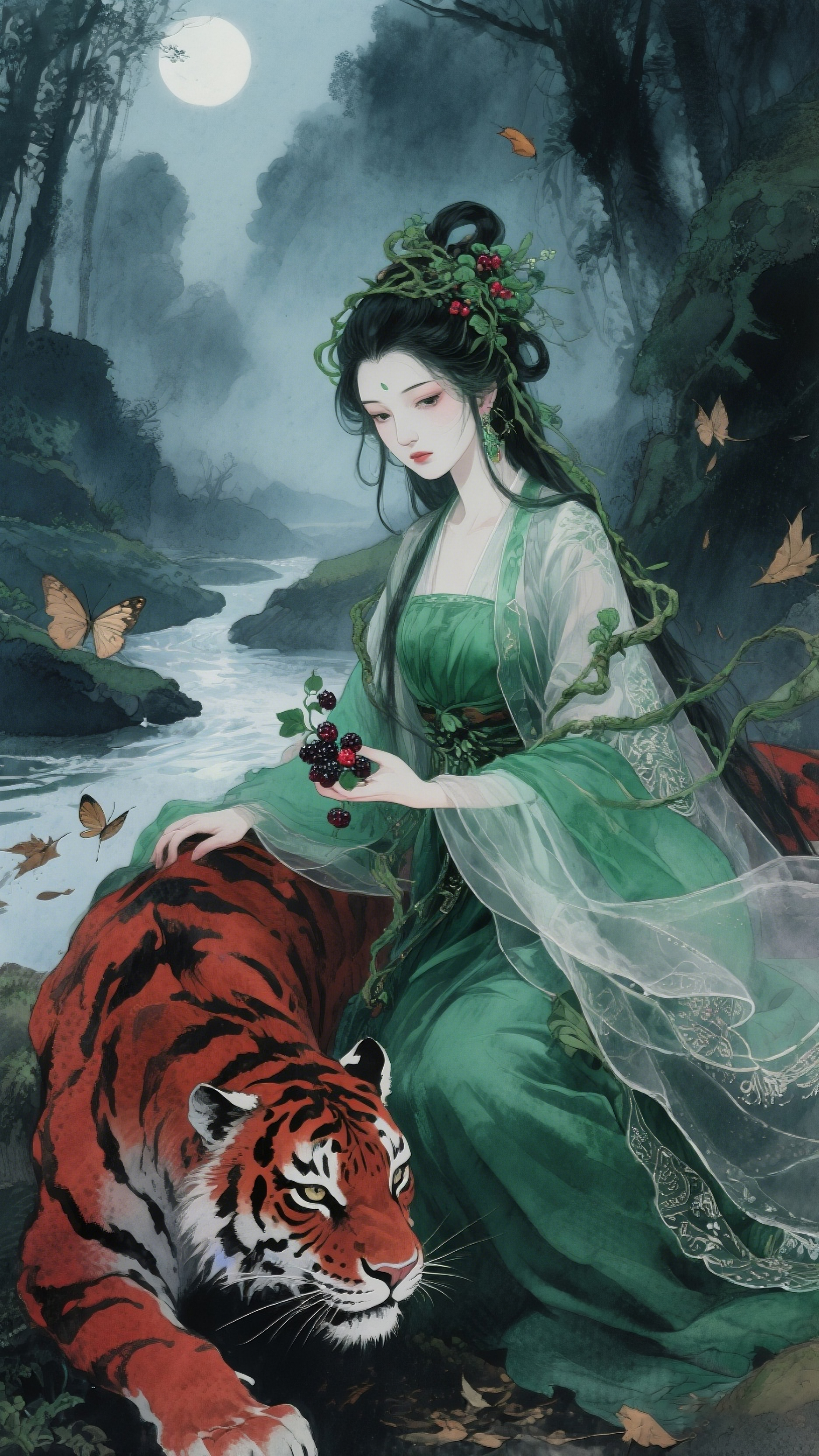 山鬼 山鬼作为山林守护者,承载着楚人对自然力量的敬畏与