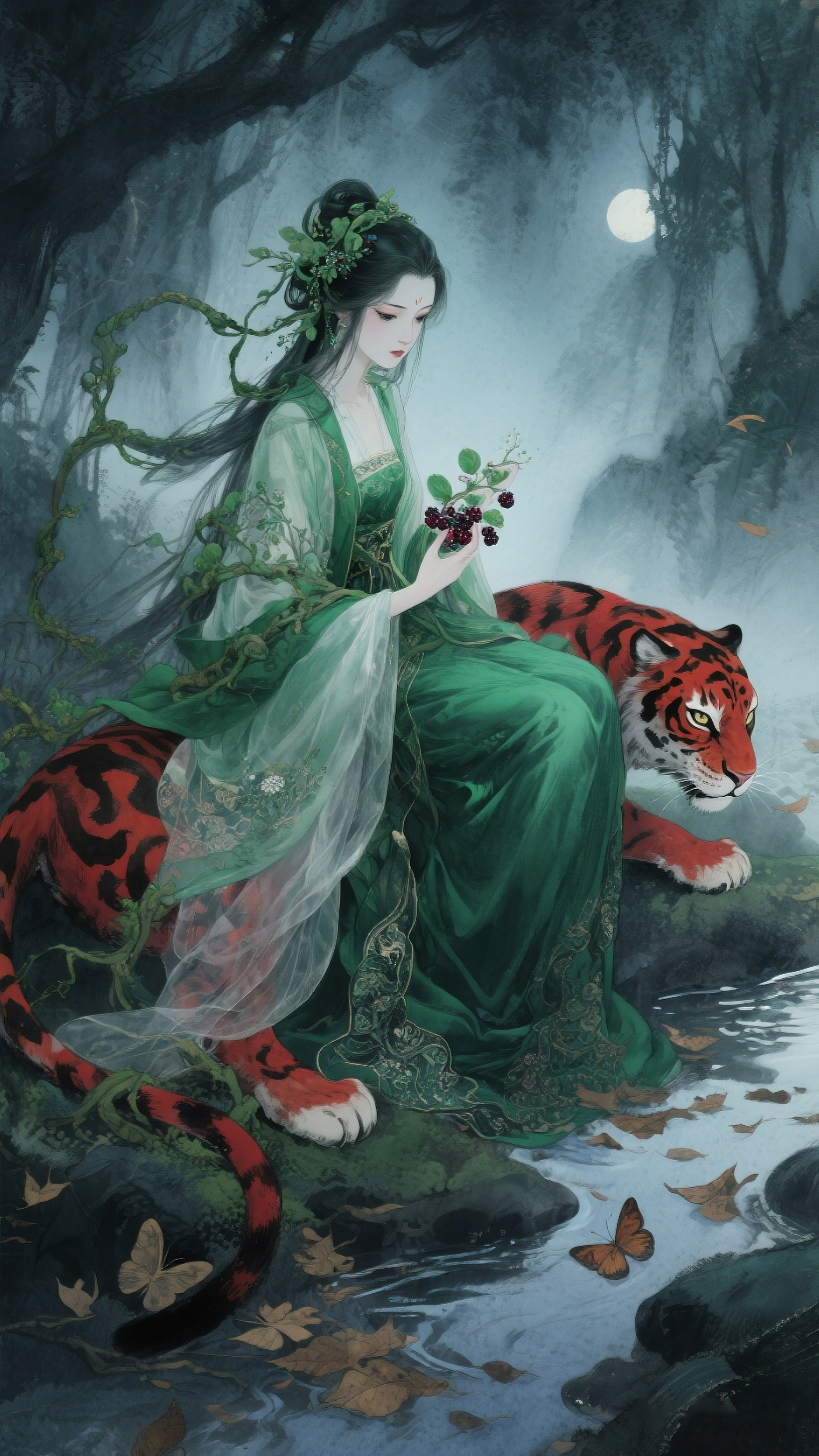 山鬼 山鬼作为山林守护者,承载着楚人对自然力量的敬畏与