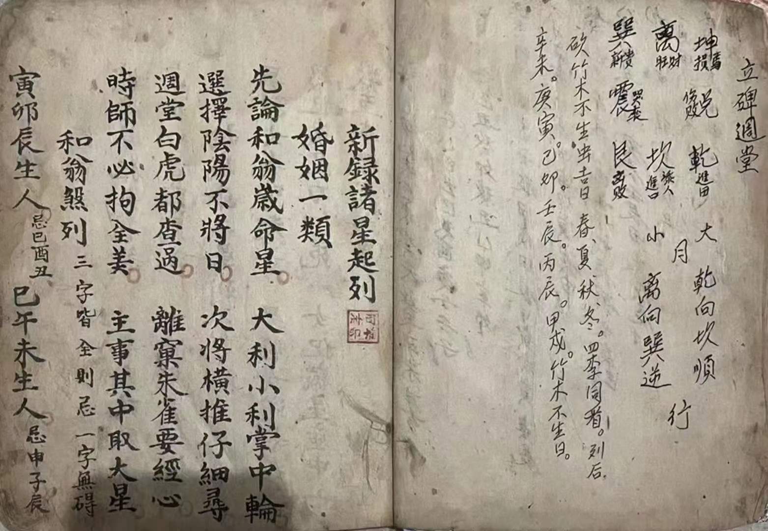 古籍分享——《新录诸星起例》内容:立碑周堂,婚姻一类,和翁煞例,论大