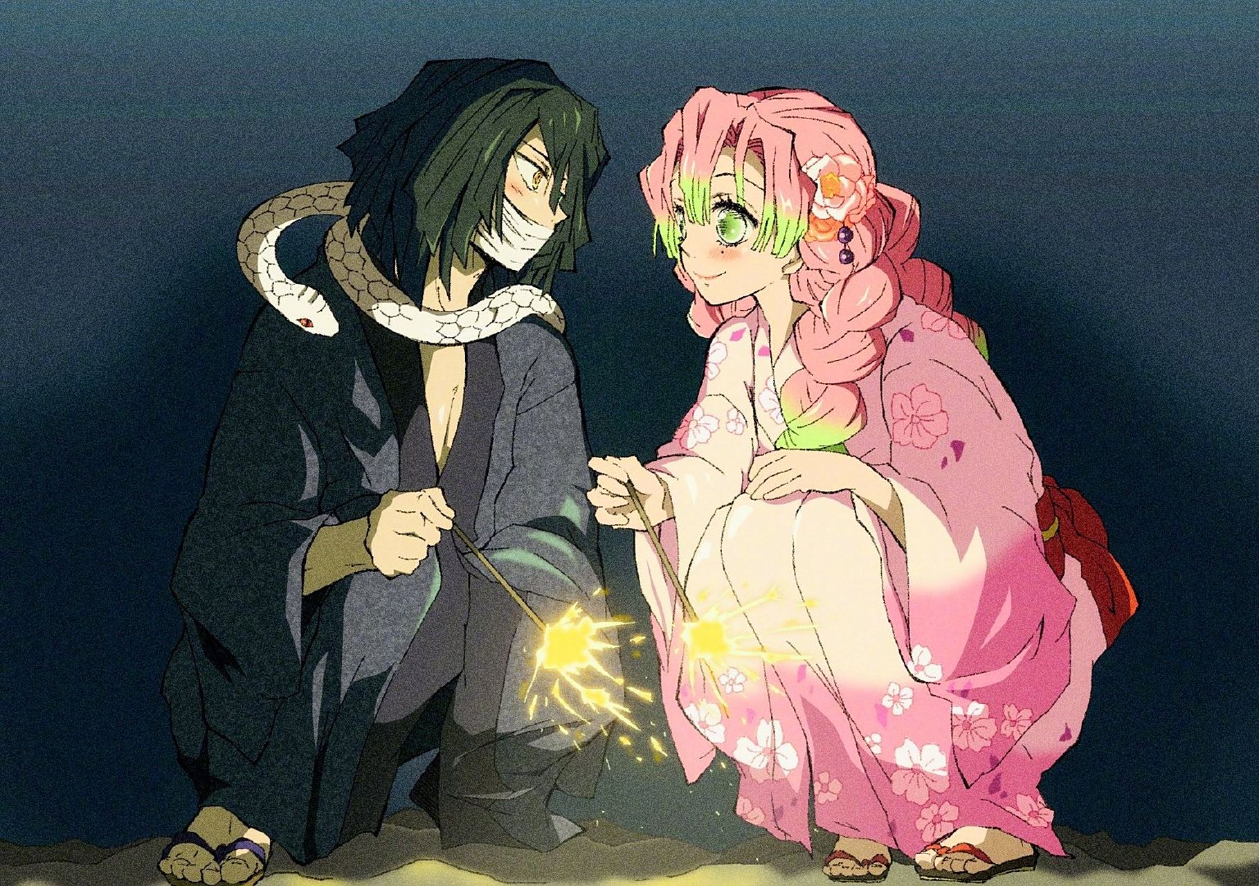 伊黑小芭内和甘露寺蜜璃的花火约会[心]