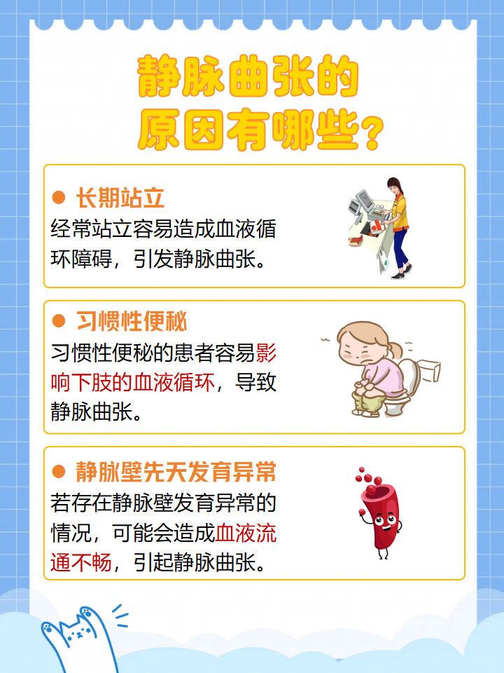 静脉曲张的原因有哪些呢?让我们一起来看一看!