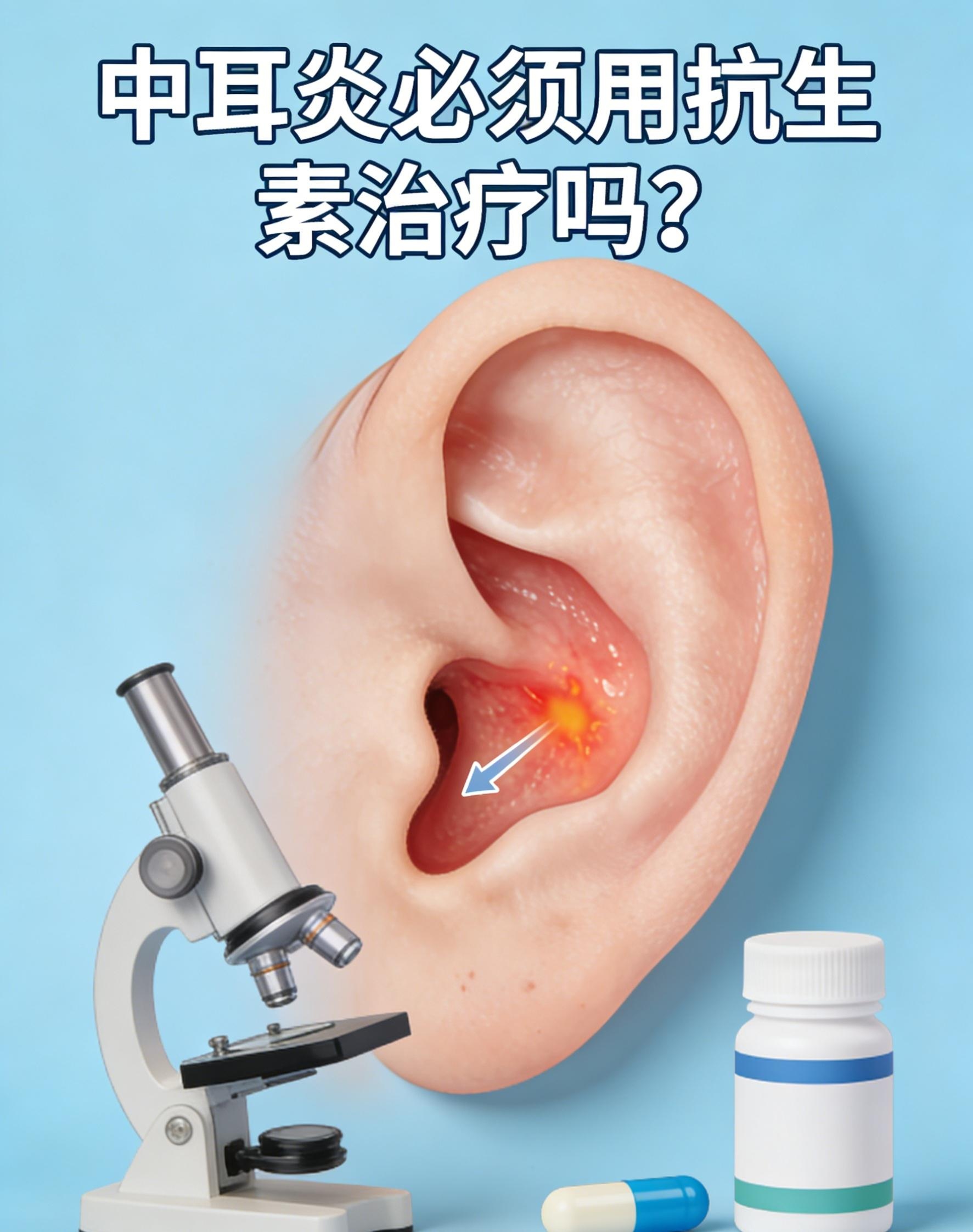 中耳炎是否必须用抗生素取决于病因和类型