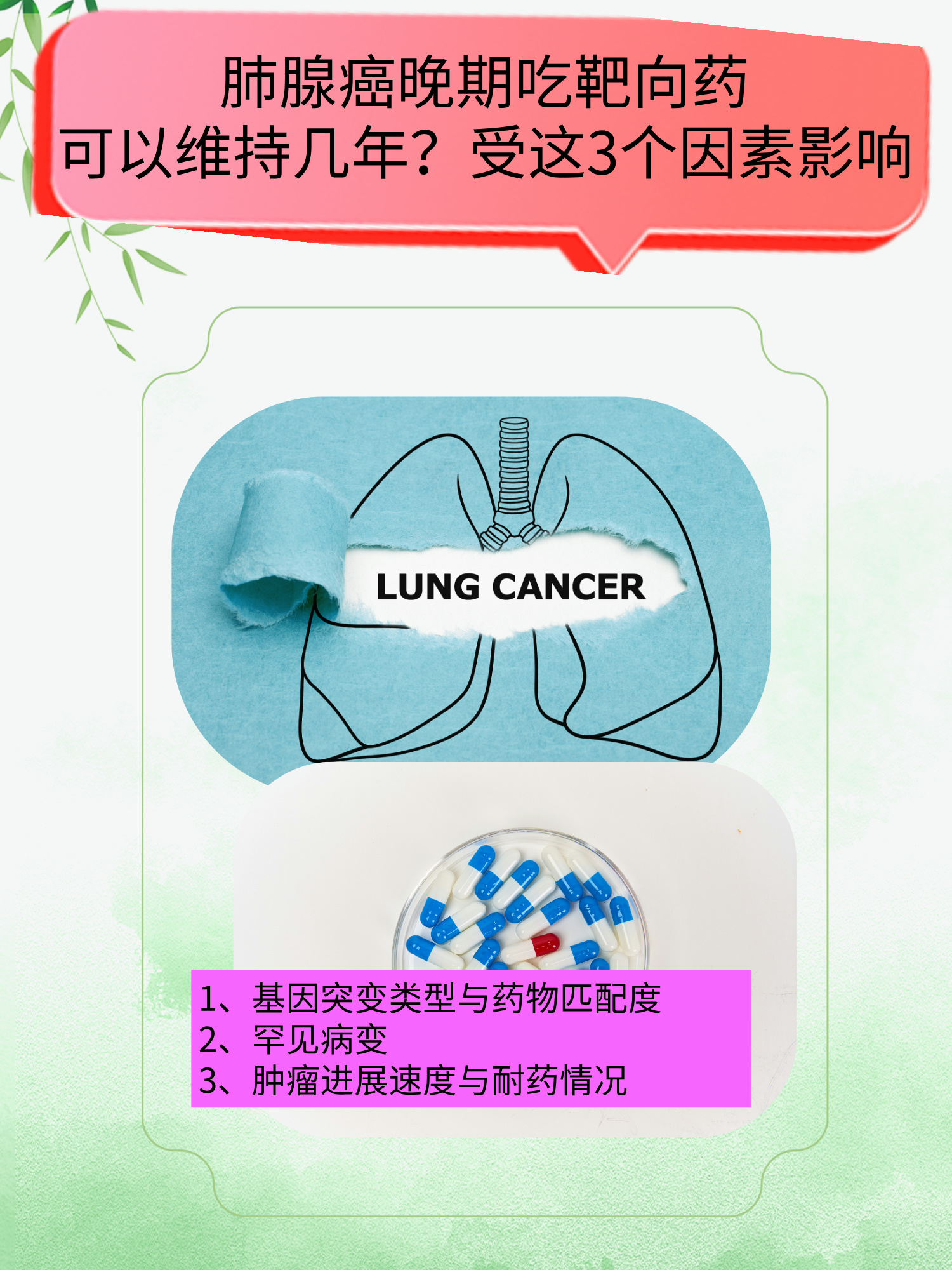 受这3个因素影响 肺腺癌晚期患者和家属常对靶向治疗的生存获益充满