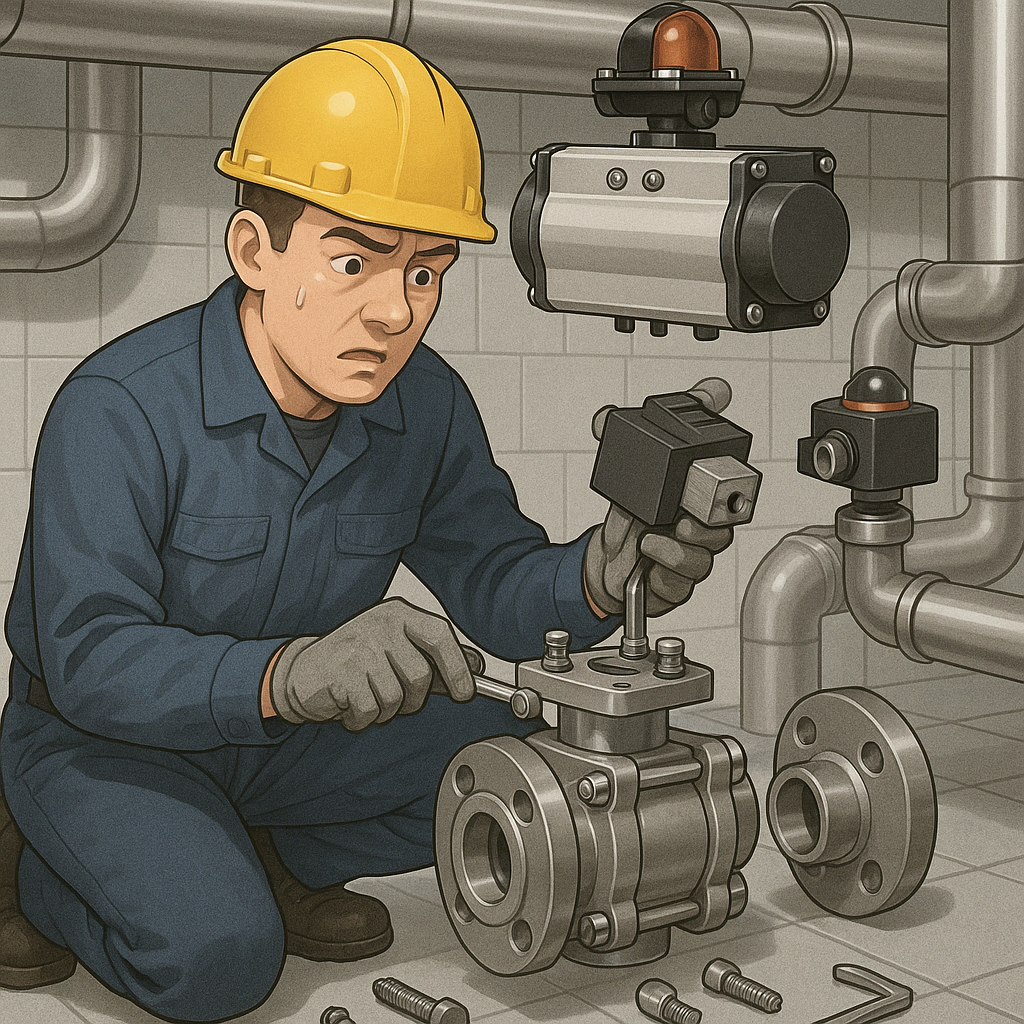 渭南设备检修现场:气动球阀拆装常见误区解读 近日,渭南某工厂在进行