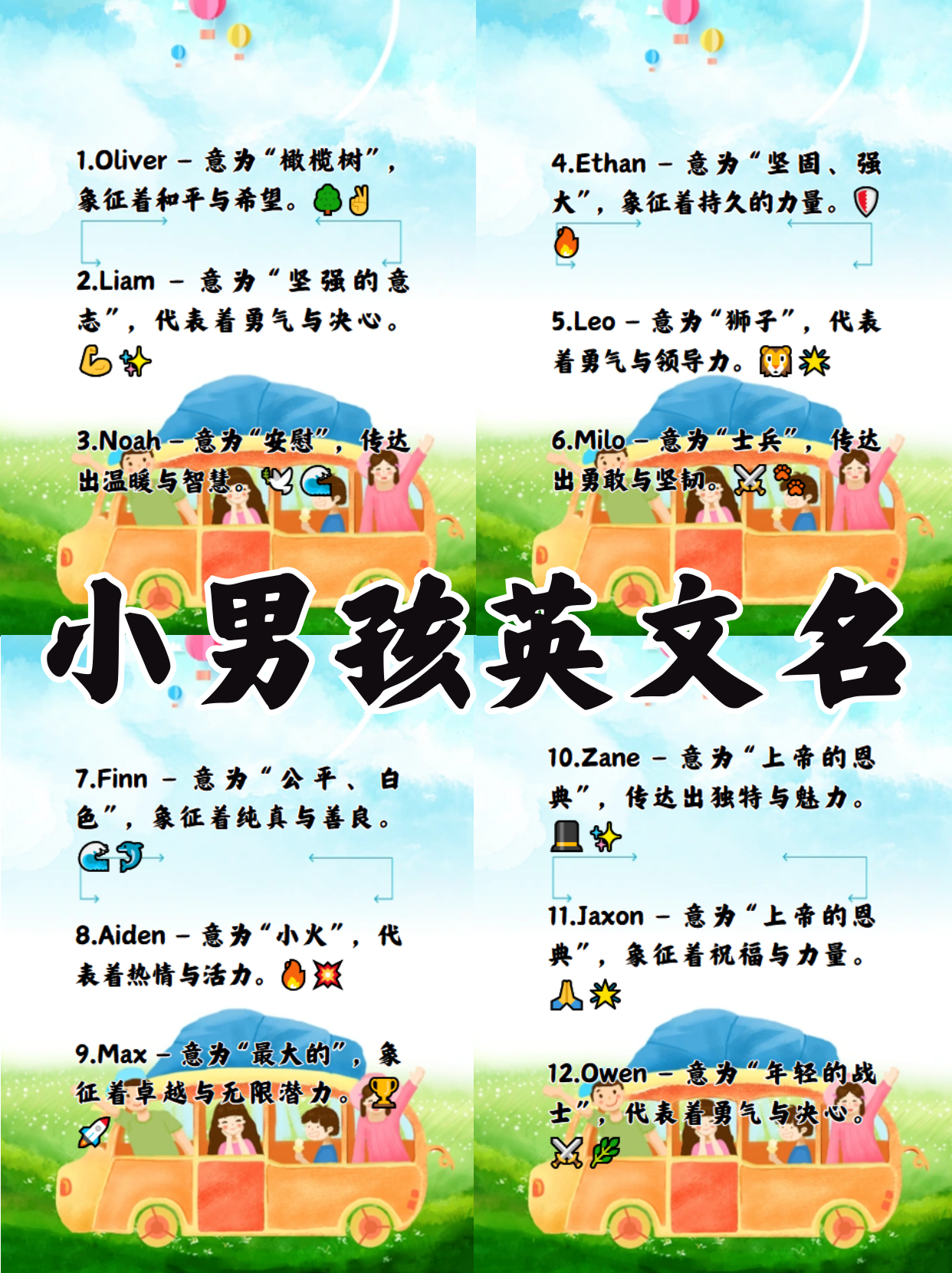 oliver — 意为"橄榄树",象征着和平与希望.  2.