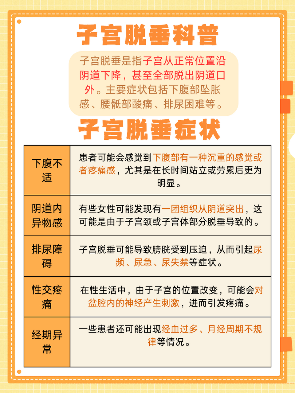 子宫脱垂的症状有哪些?