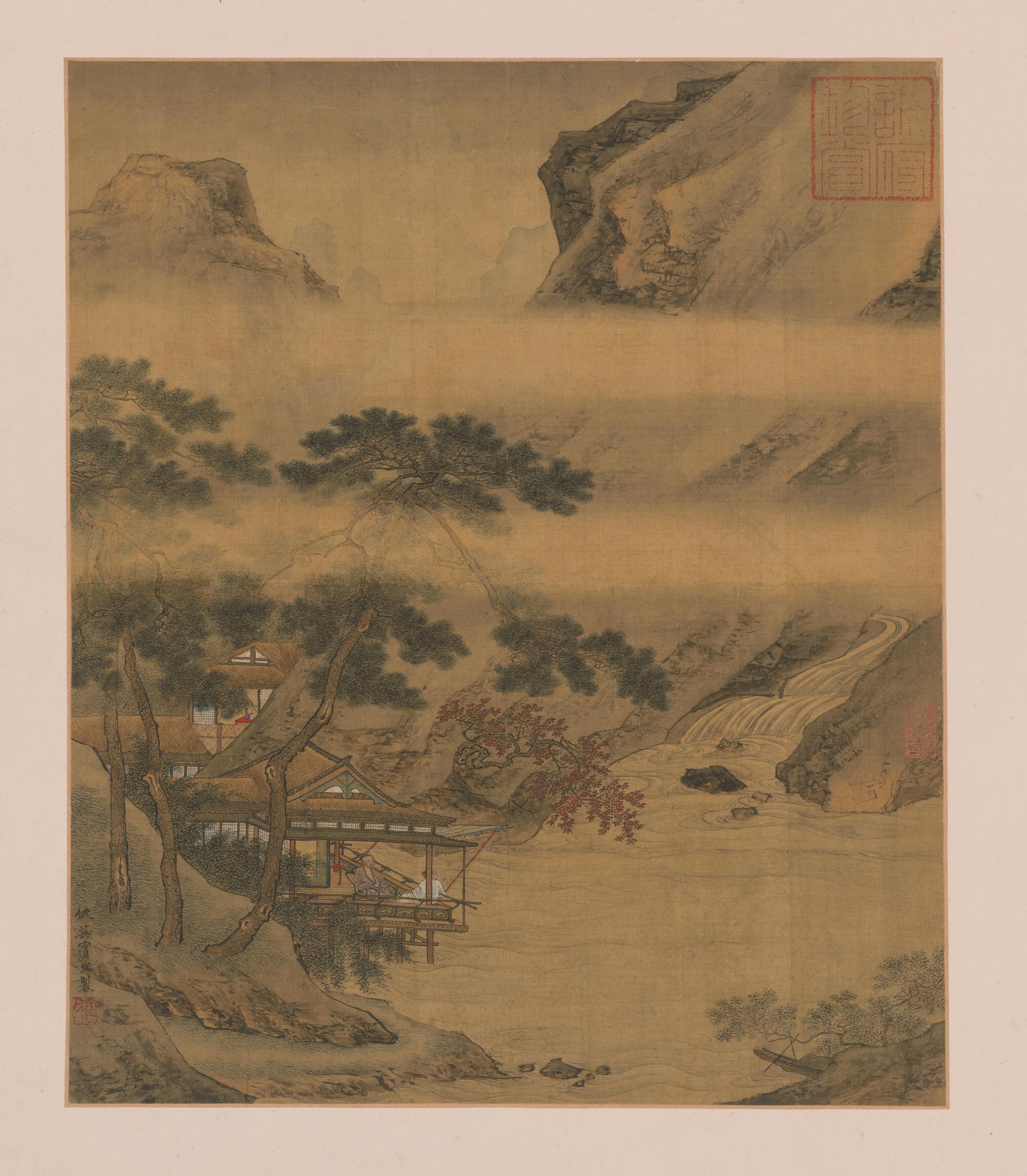 仇英明代绘画界的璀璨明珠其《临溪水阁图》犹如一颗镶嵌在历史长河
