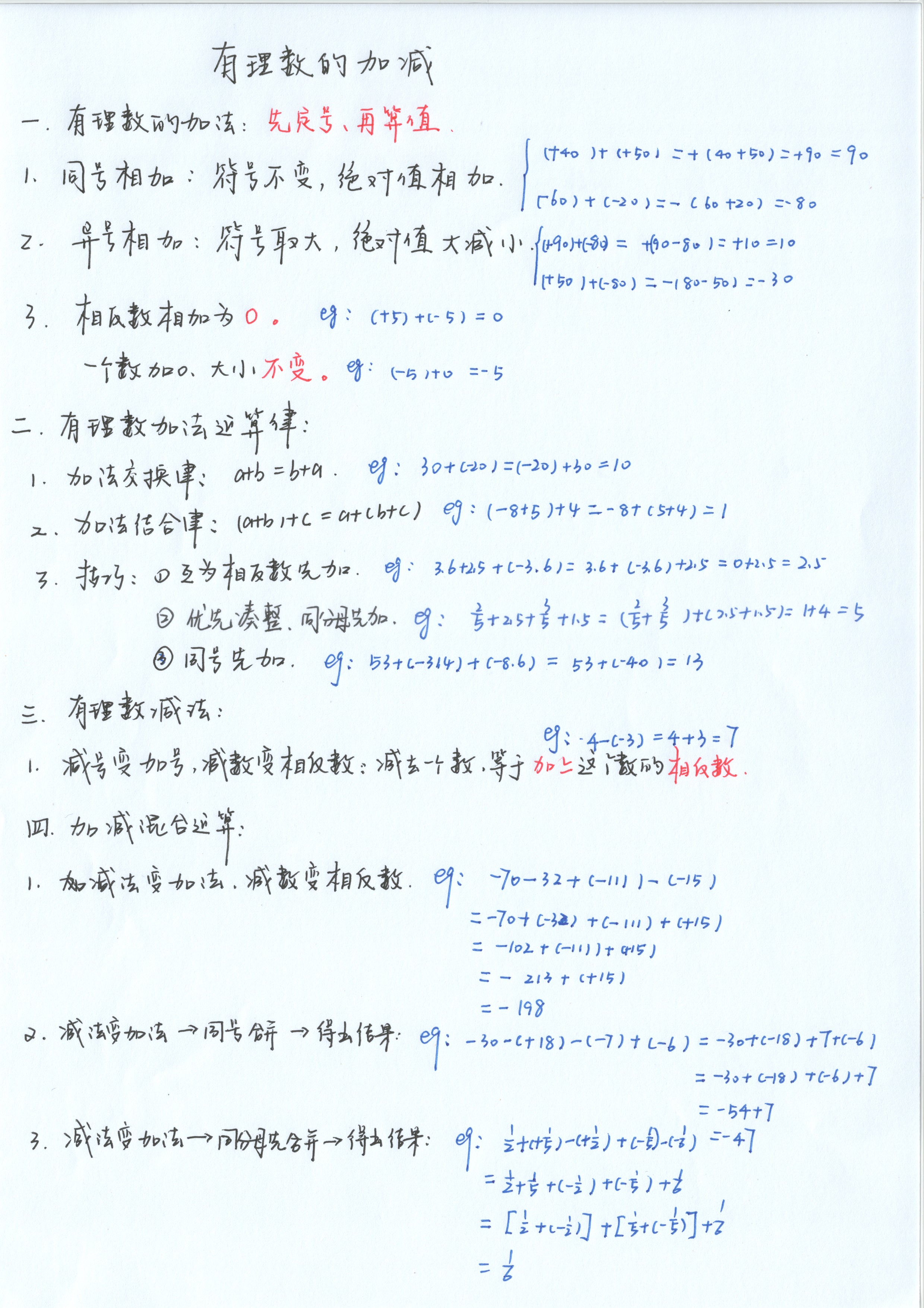 初一数学笔记03:有理数的加减#数学# #数学老师# #数学学习# #数学