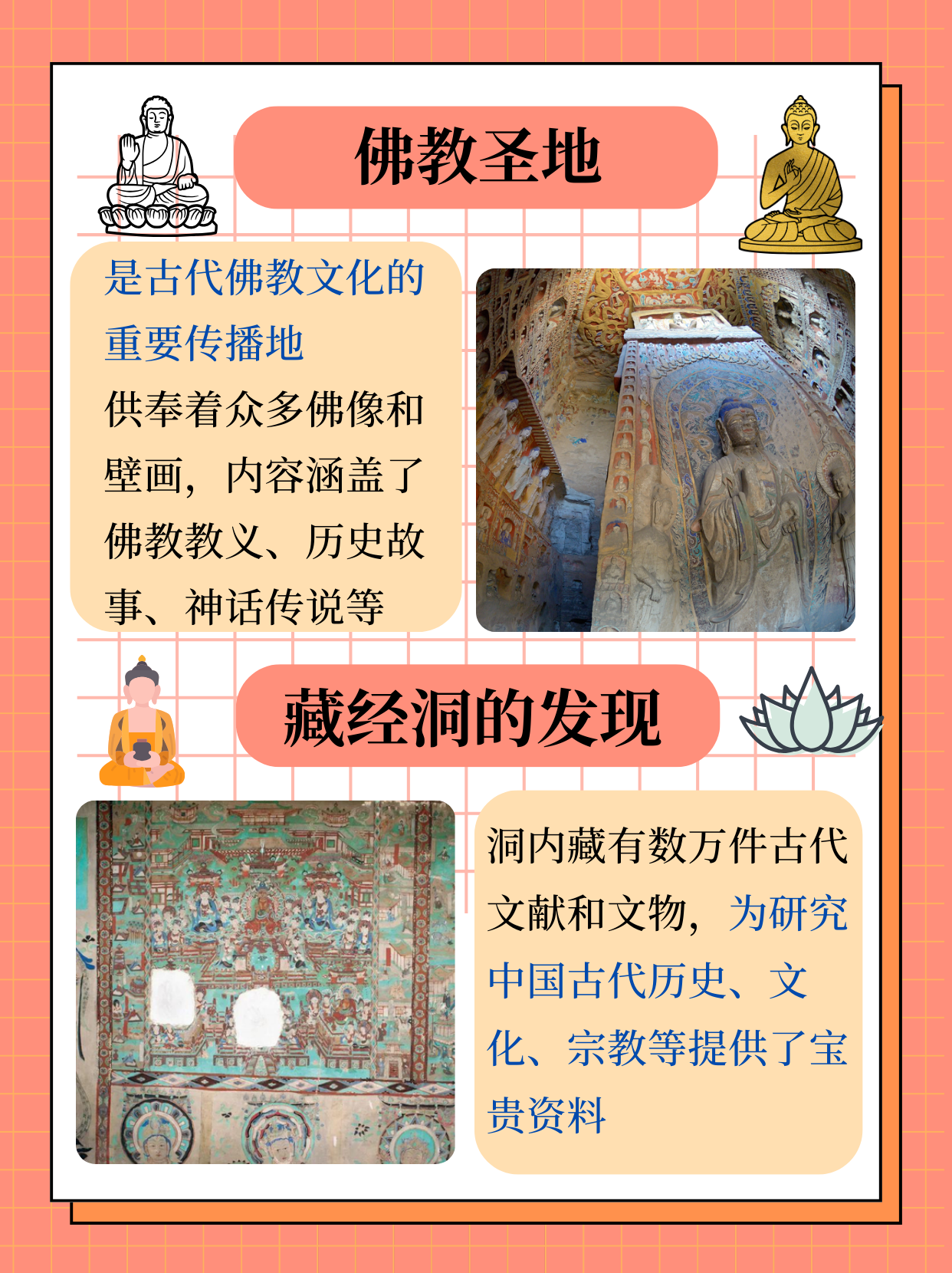 莫高窟,又称千佛洞,位于中国甘肃省敦煌市东南25