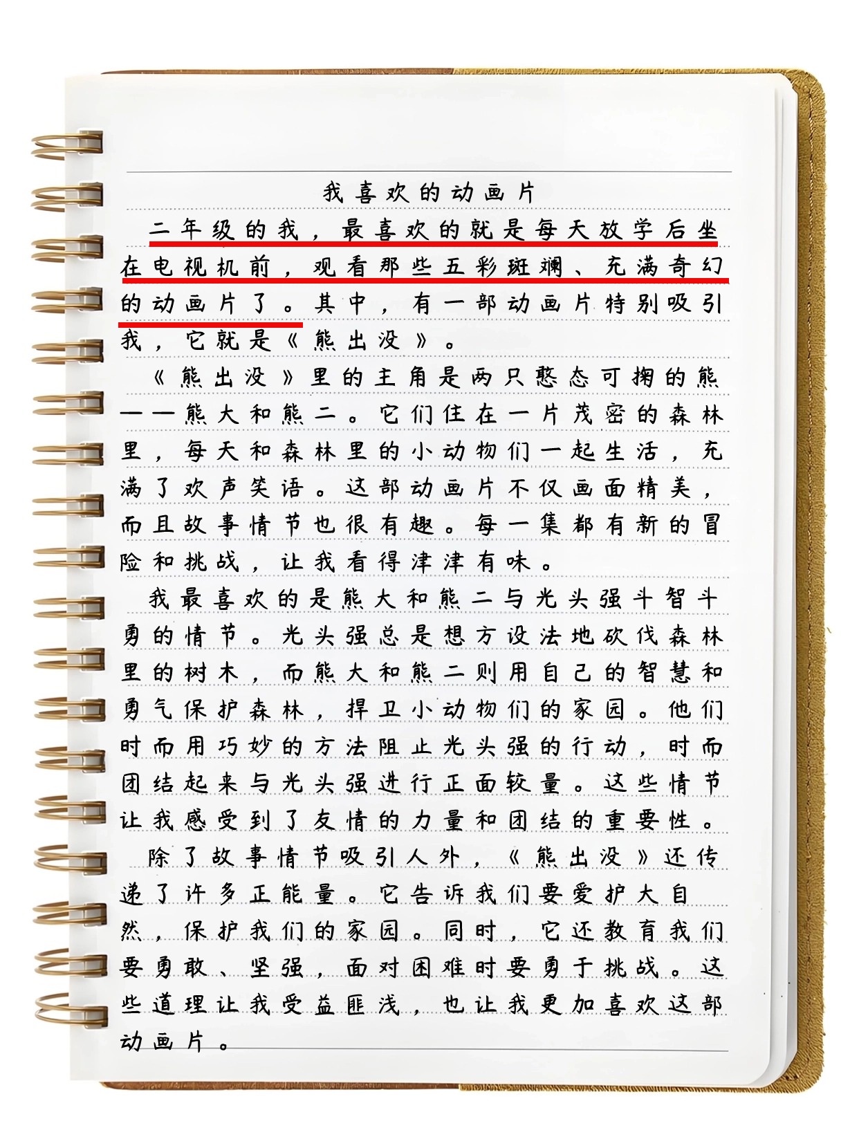 我喜欢的动画片作文二年级