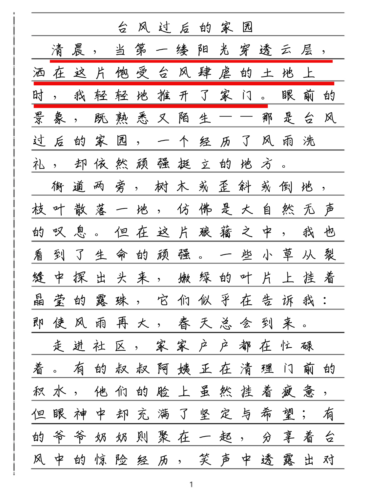 8月份描写台风过后的家园的作文