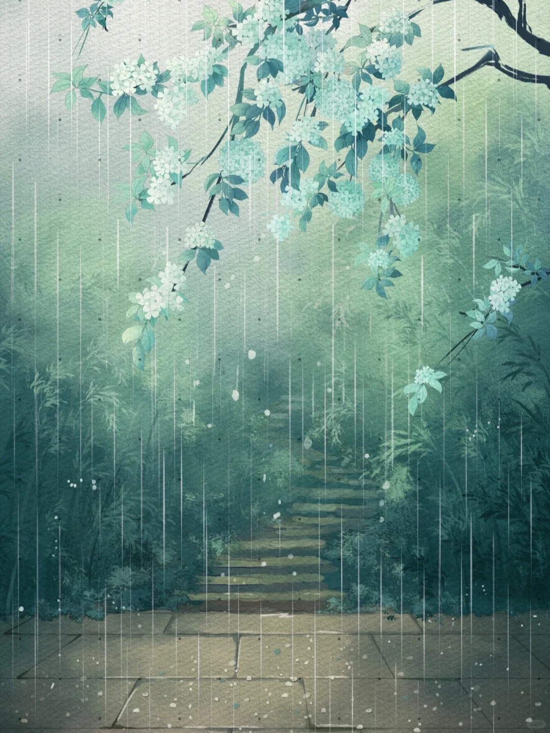 的照片水墨画风雨染墨香的图片下雨水墨画雨染墨香图雨打梧桐图古风