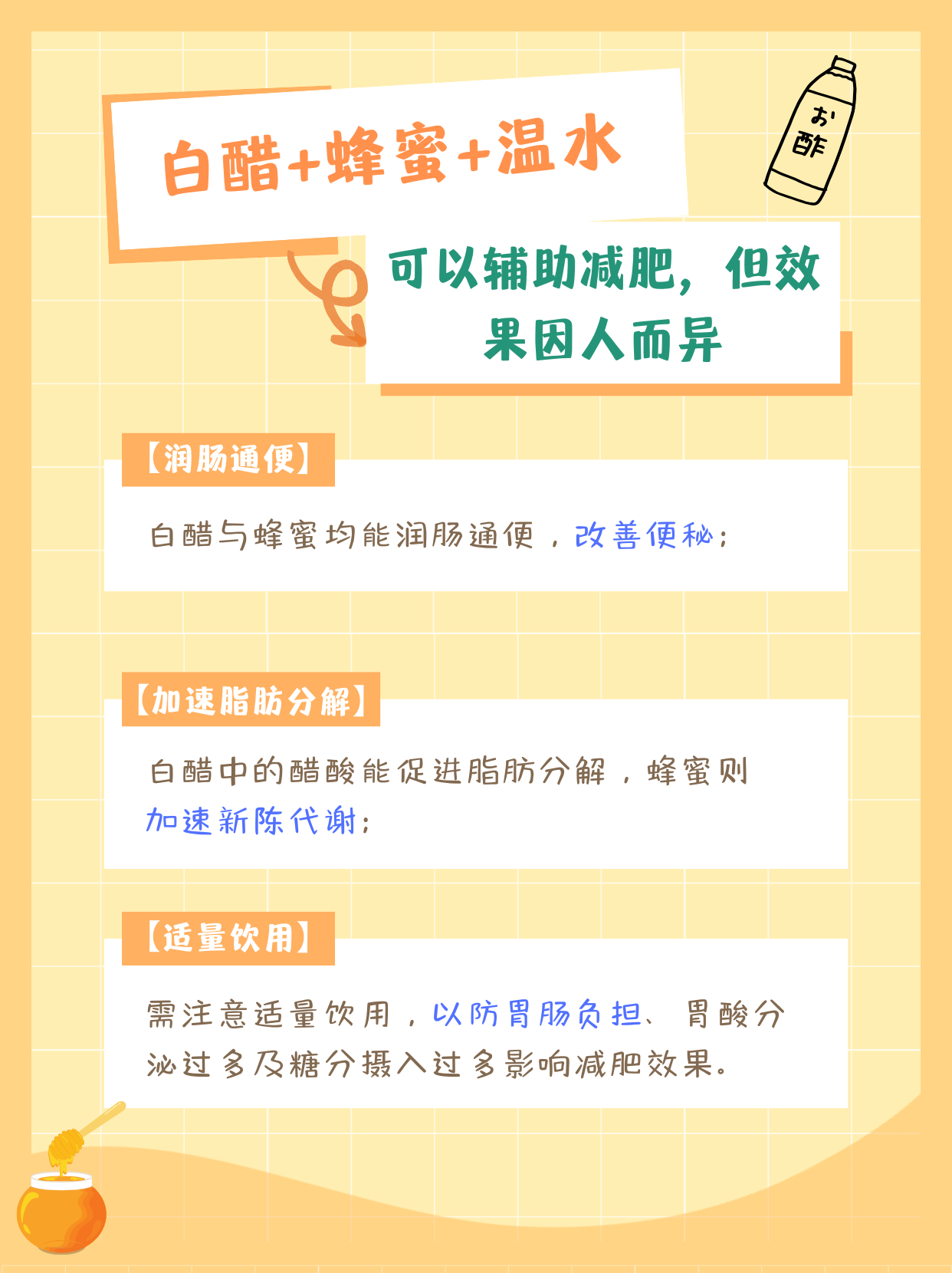蜂蜜醋开水(蜂蜜+醋+温开水)