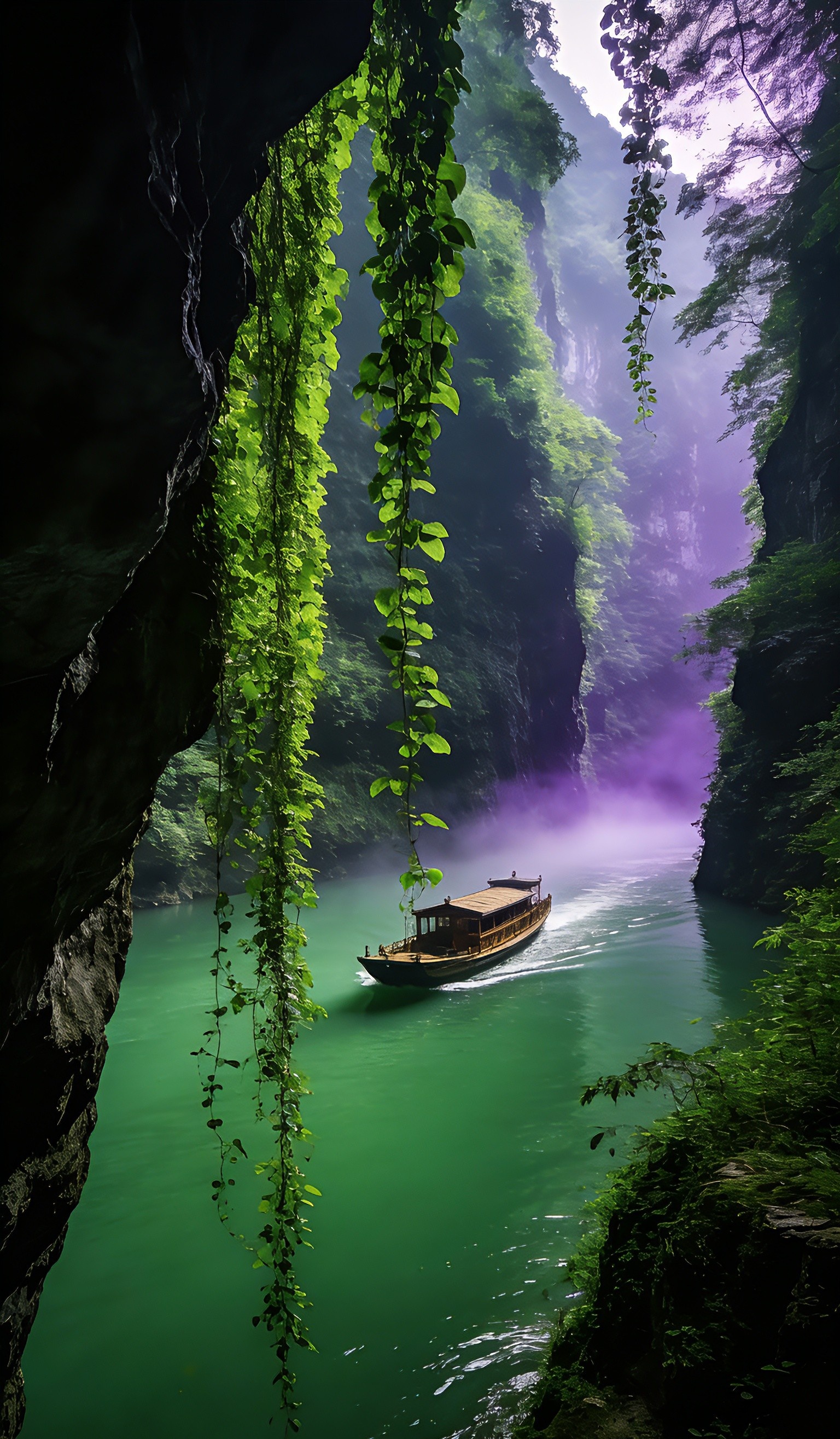 往下瞅绿江像块透绿的玉木船划开的波痕里雾光晕出浅紫的边
