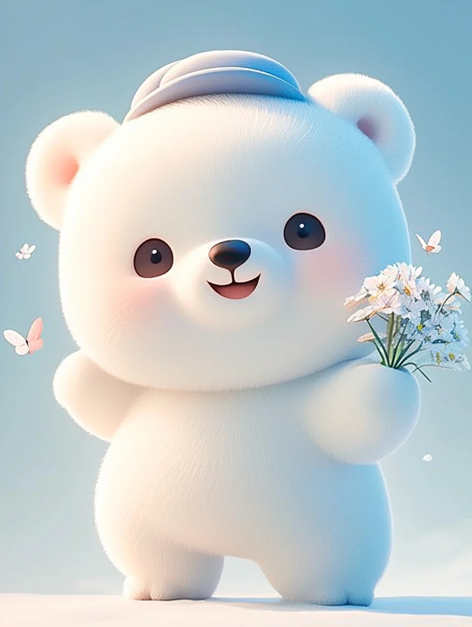 这只小白熊,胖嘟嘟超乎想象,每一寸都散发着精致萌呆的气息,让人忍不