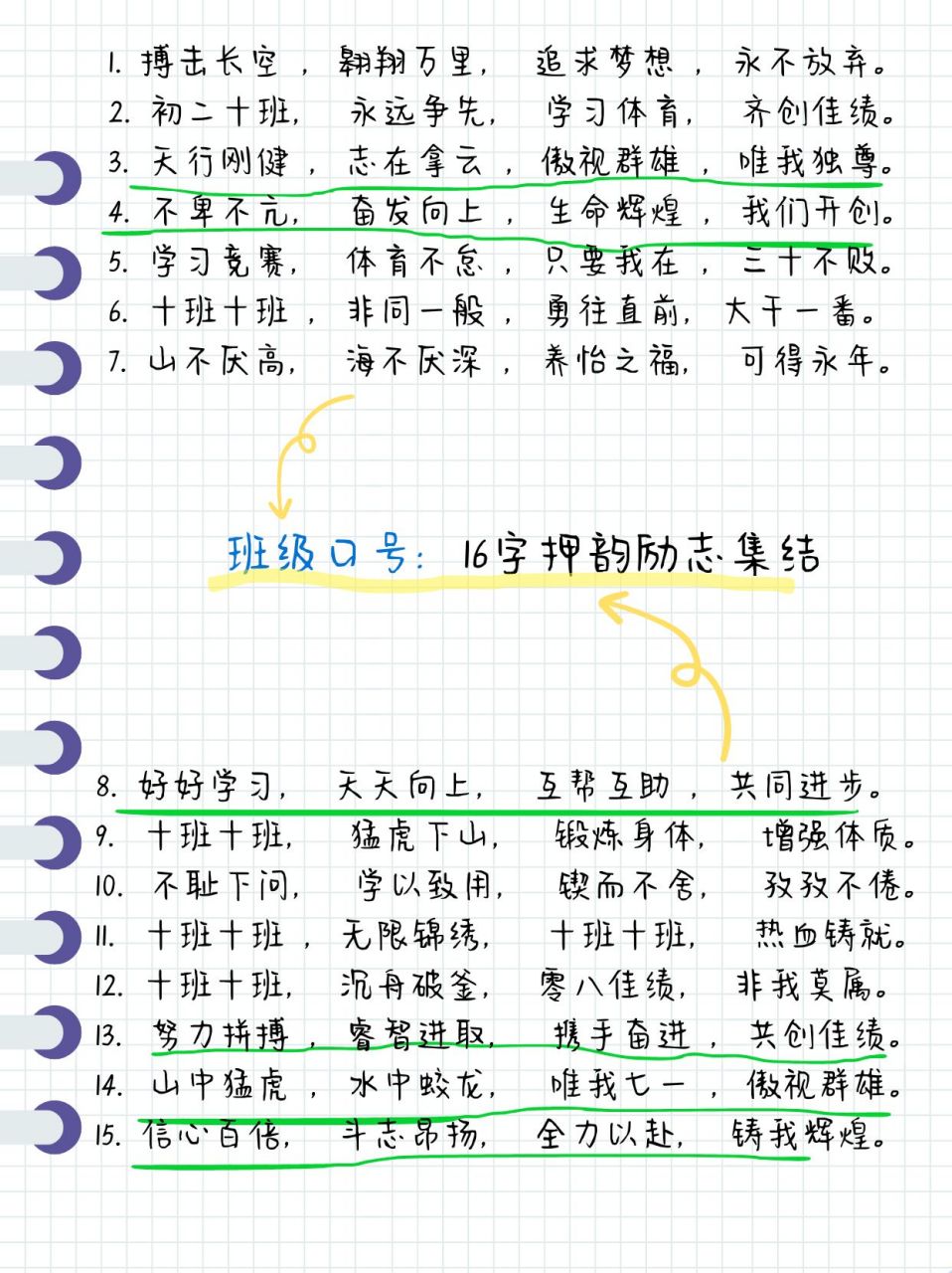班级口号:16字押韵励志集结 99 青春无悔,砥砺前行!