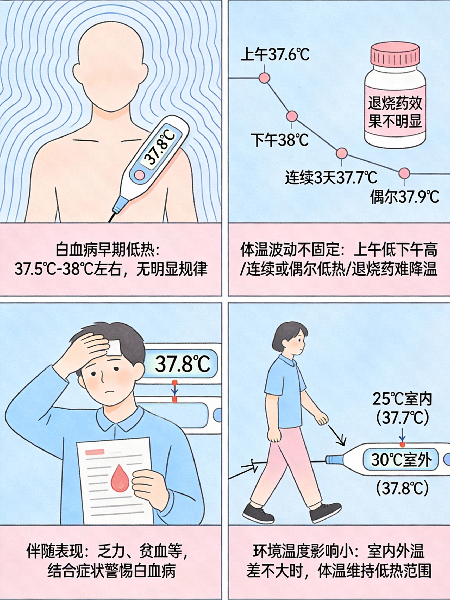 5℃ - 38℃左右早晨体温可恢复正常