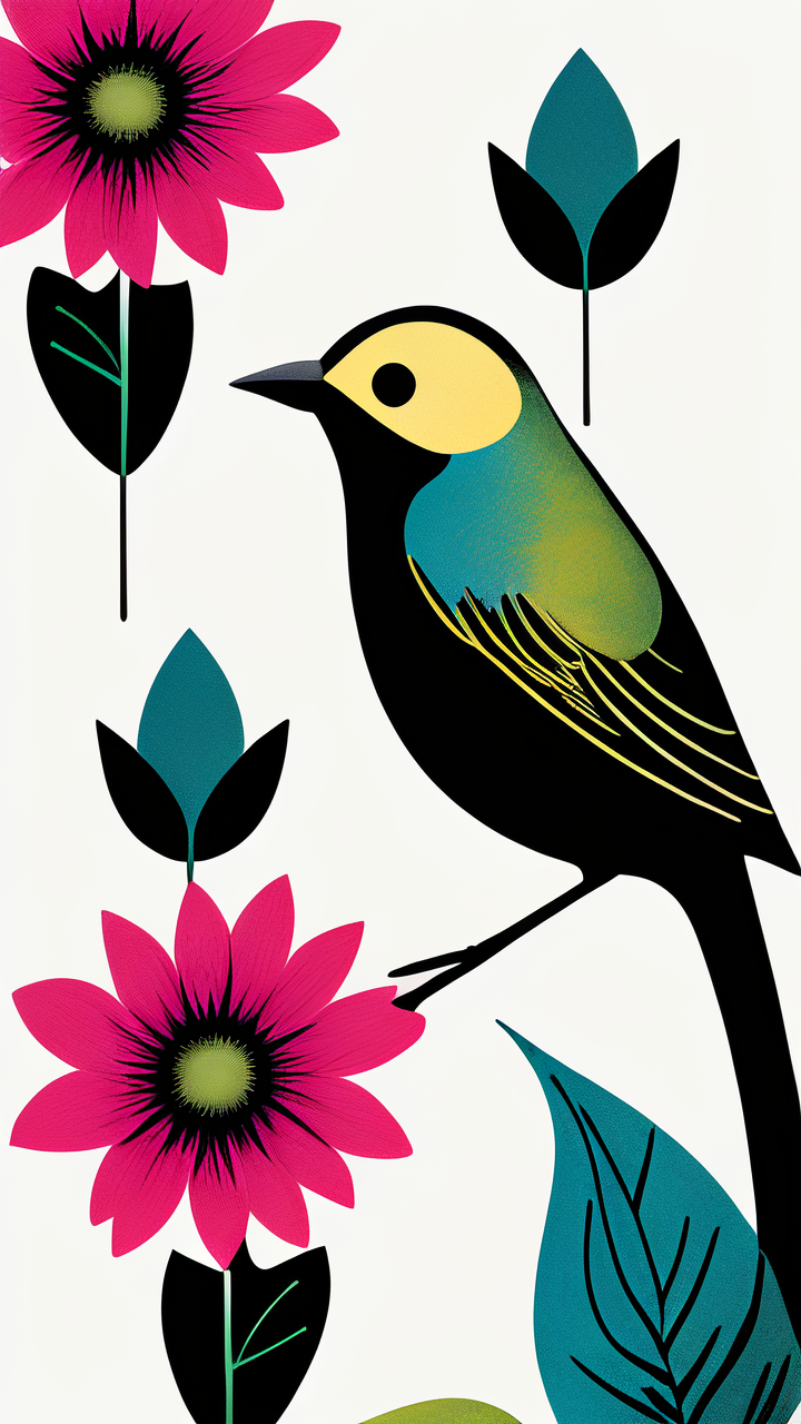 在现代设计中,花鸟元素被赋予了新的生命,以简洁明快的线条和生动的