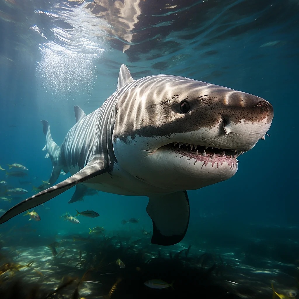 大白鲨(carcharodon carcharias:也被称为大白鲸,是