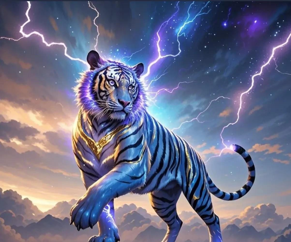 图片长翅膀的老虎神兽虎啸星河上古十大拥有雷神之力的老虎上古虎图